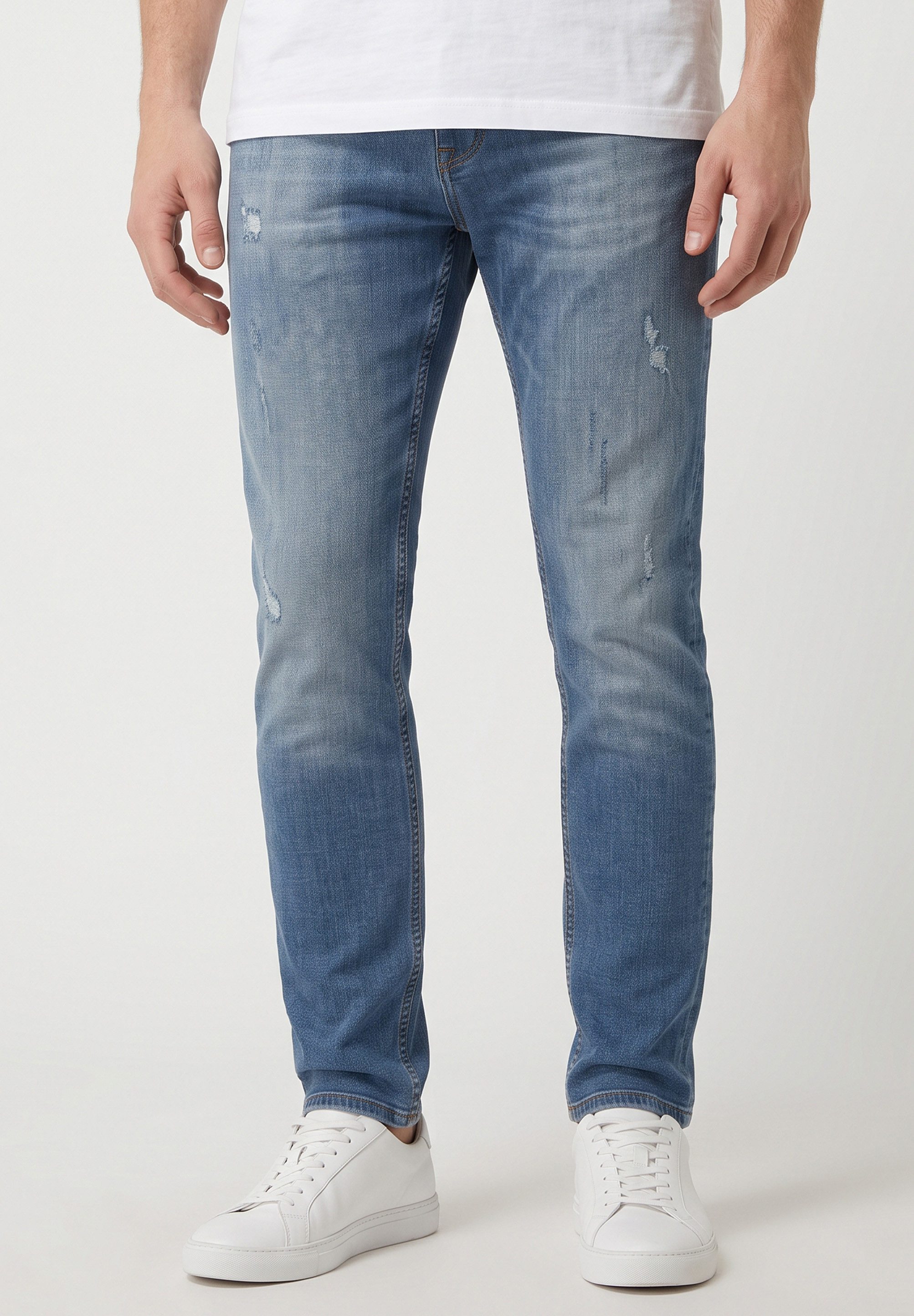 behype Slim-fit-Jeans mit Destroyed Effekten als Slim-Fit Hose Herren Lange Hose mit Elasthan im Used Look