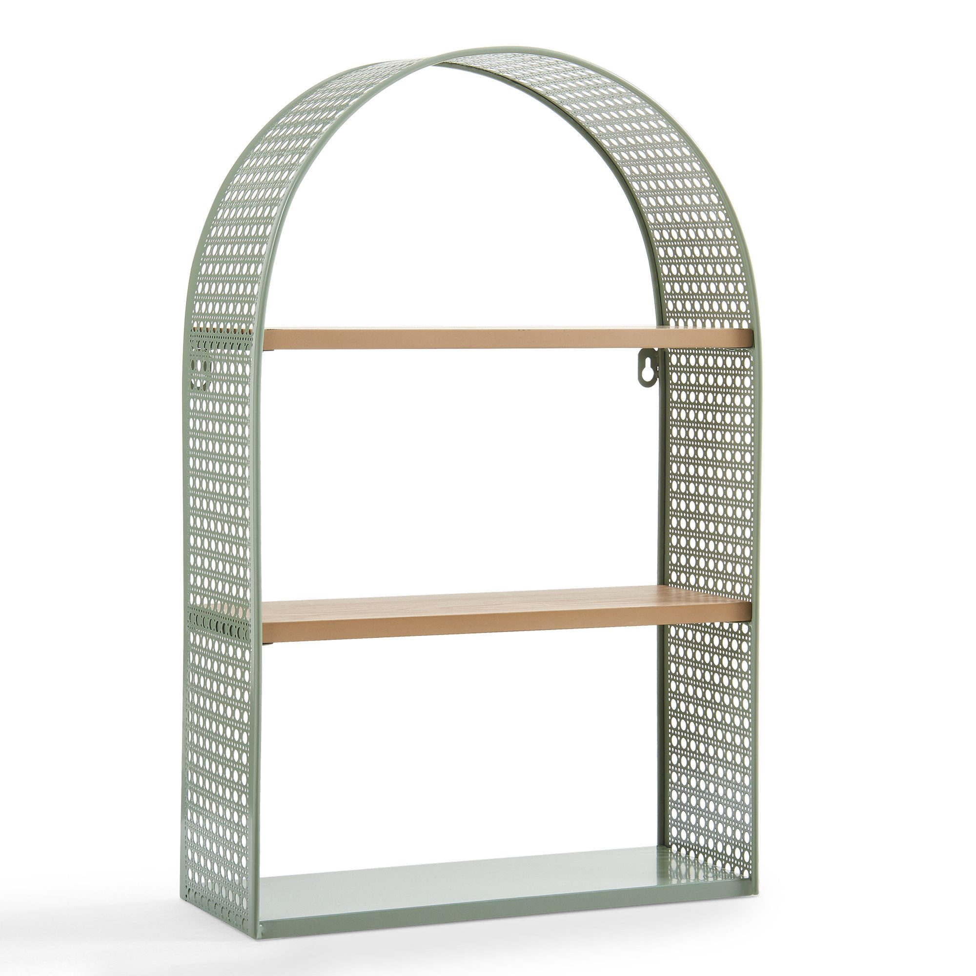 en.casa Wandregal, »Jäller« mit 3 Ablagen Metall 53 x 35 x 14 cm Grün