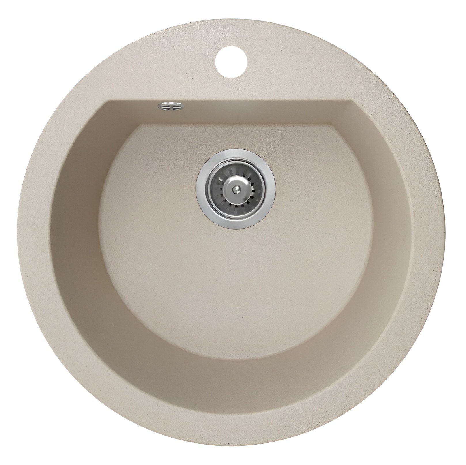 KOLMAN Küchenspüle Einzelbecken Dafne Rund Granitspüle, Rund, 51/51 cm, Beige, Space Saving Siphon GRATIS