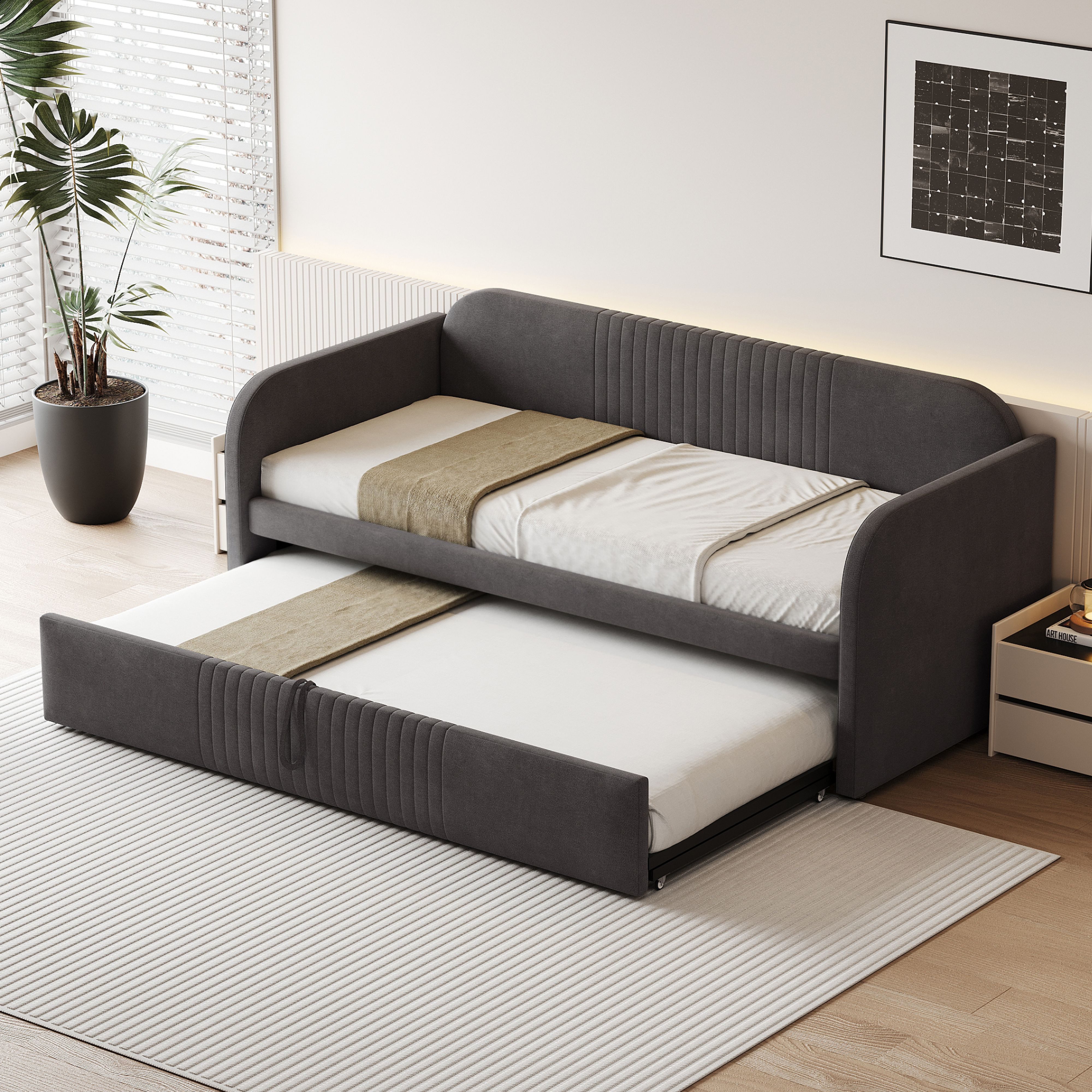 BlingBin Ausziehbett Polsterbett Ausziehbares Schlafsofa 90/180*190 günstig online kaufen