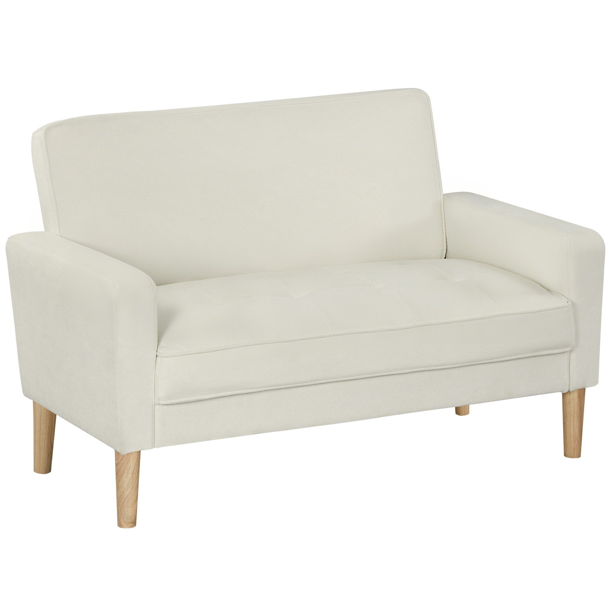 HOMCOM 2-Sitzer Sofa 130 cm Kleine Couch Polstersofa mit Armlehne, Samtopti günstig online kaufen