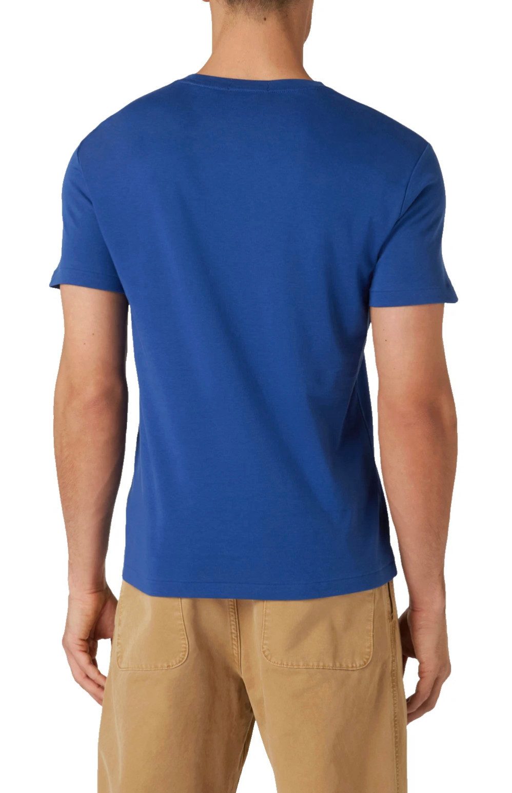 Polo Ralph Lauren T-Shirt Herren Kurzarm Royalblau Custom Slim Fit mit Gestickte Polo abgestepptem Abschluss mit feiner Rippblende