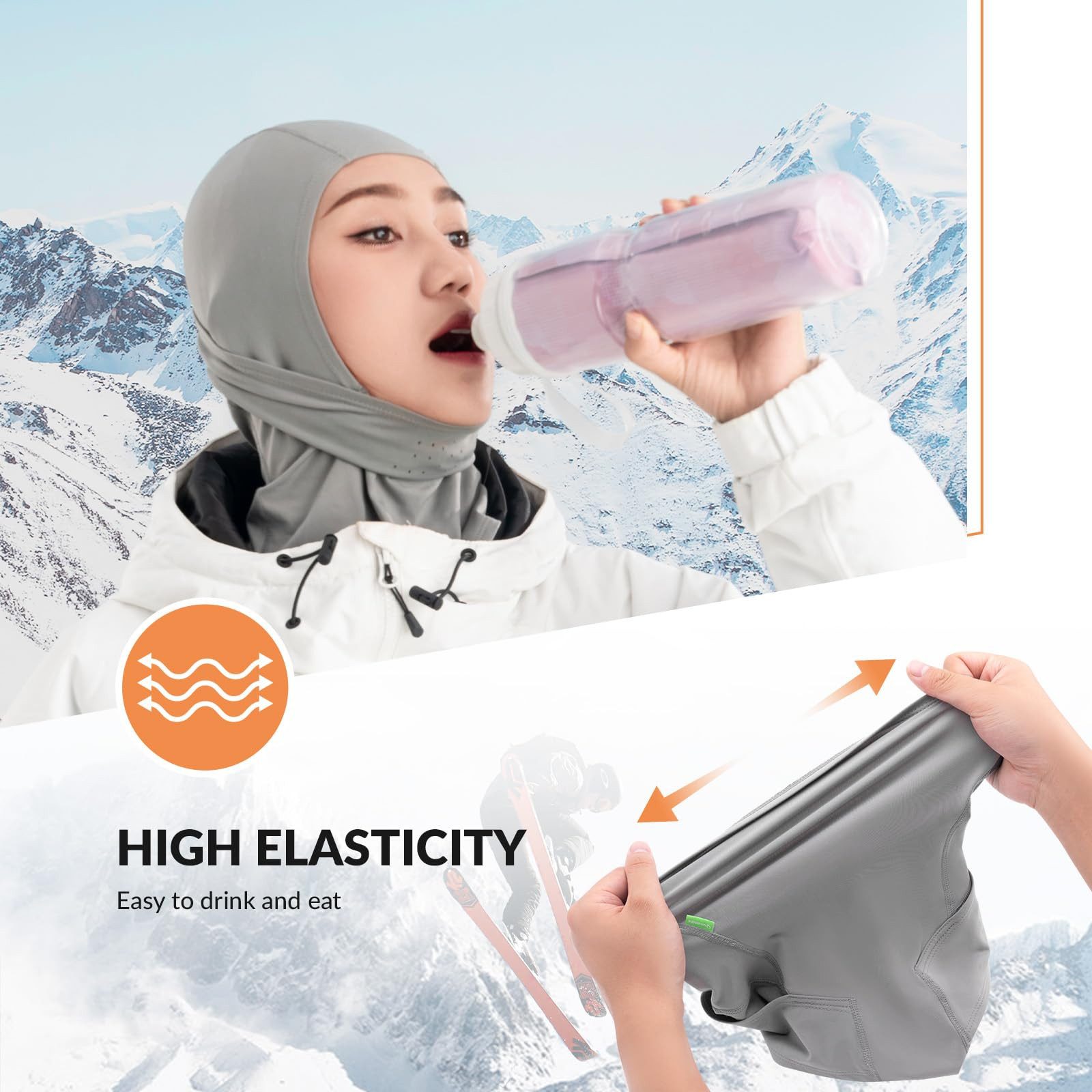 ROCKBROS Sturmhaube Balaclava Winter Skimaske Winddichte Atmungsaktive Gesichtsmaske M/L MULTIFUNKTIONAL