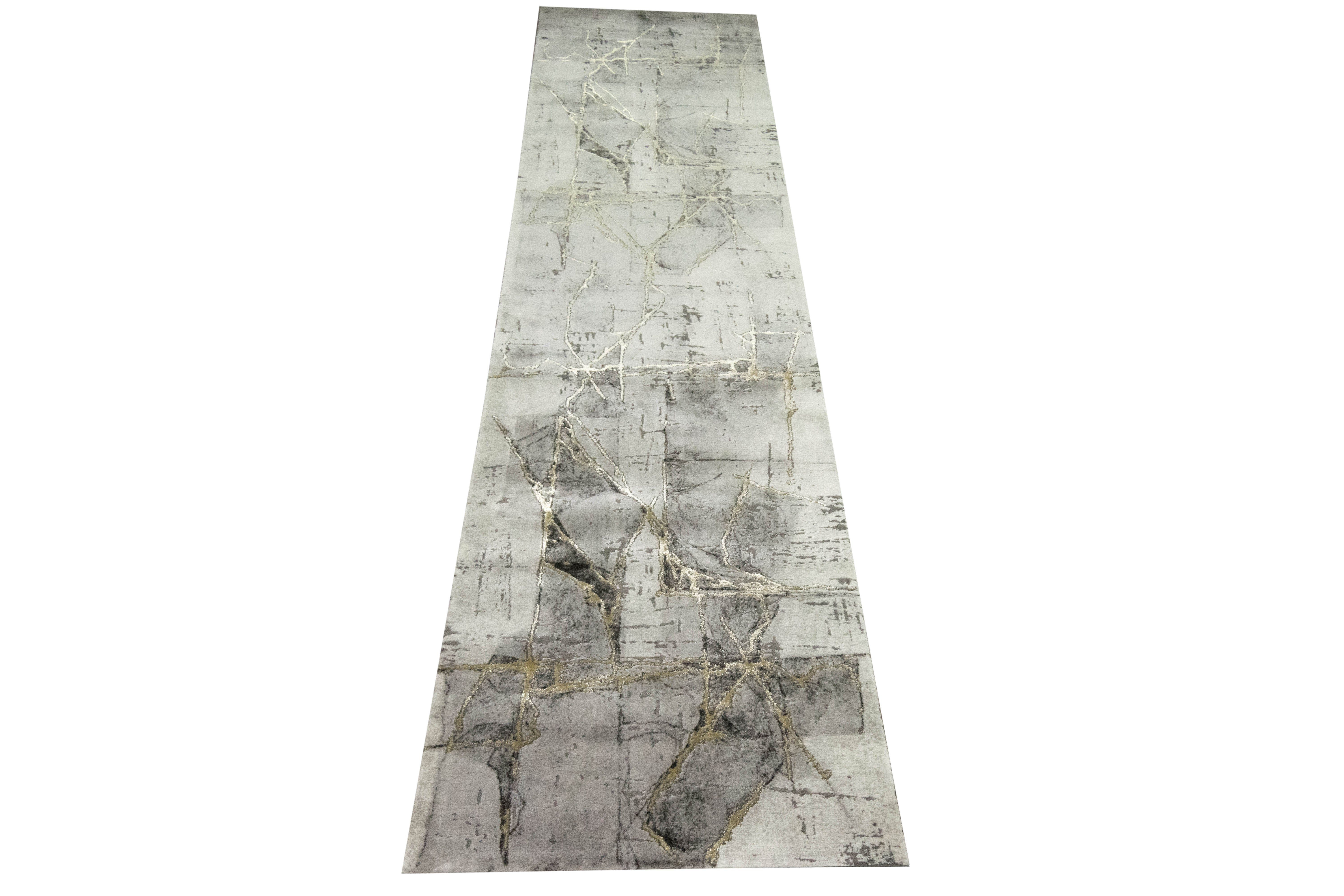 Teppich Wohnzimmerteppich abstrakt in grau creme gold, rechteckig