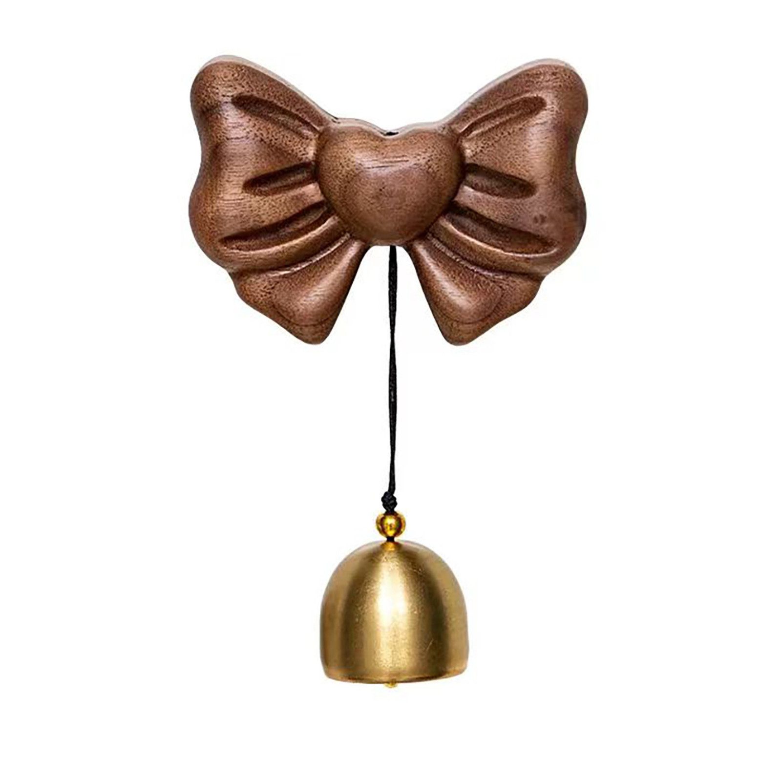 Jumpeak Türklingel Fliegentürklingel aus Massivholz,magnetische Türklingel,angenehmer Ton (wickeln, 1 x magnetisierbare Bogen-Türklingel aus Massivholz mit Kleber), Aus Nussbaum und Messing, braun, 7,5x11,5 cm, Dicke 3cm