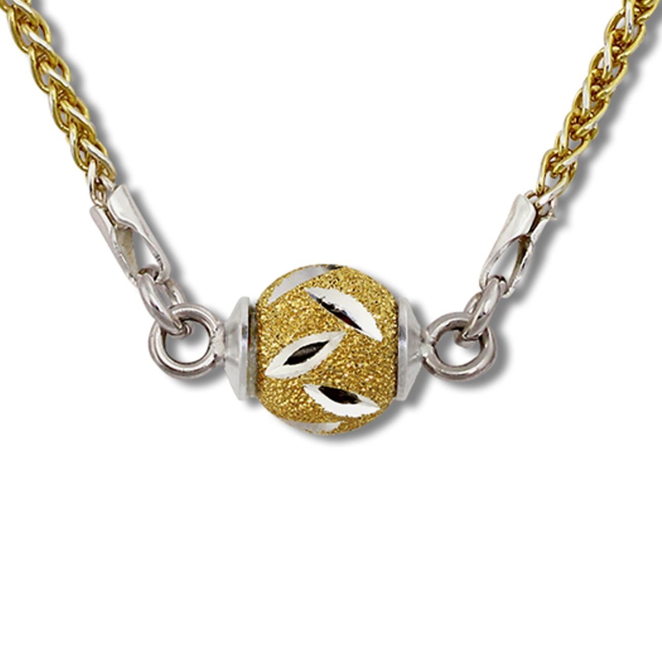 (Gelbgold Sterling Halskette Halsketten gold, Silber, Kugel 46cm, 925 silber SilberDream Silberkette SilberDream vergoldet ca. (Kurgel)