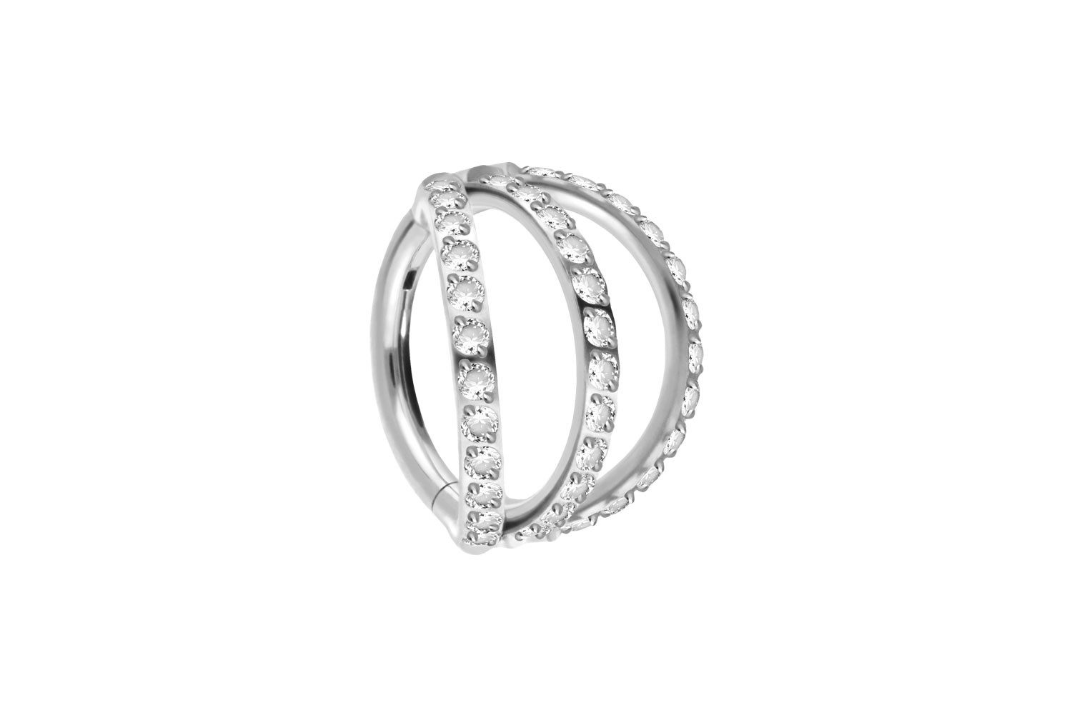 PIERCINGLINE Nasenpiercing Titan Segmentring Clicker 3 RINGE + EINGEFASSTE KRISTALLE Ohrpiercing (Clicker, 1-tlg), Ohrpiercing für Conch, Helix, Tragus, Daith, Lobe