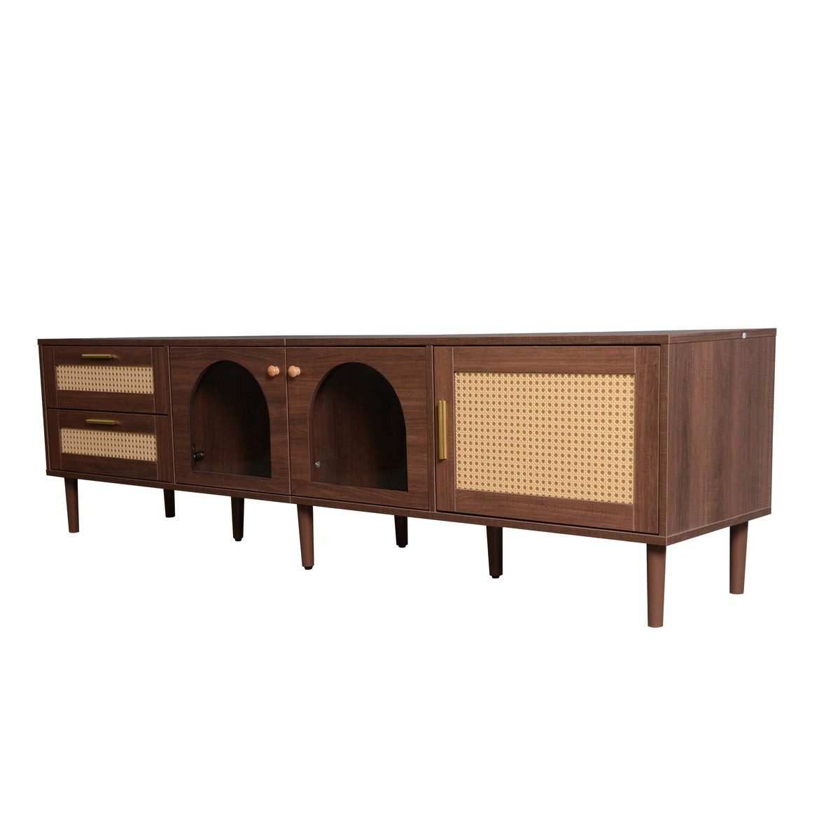 SSY TV-Board TV-Board, 180x40x50 cm, in Braun, aus Holzwerkstoff (Einzelmoebel, 1 St., Einzelartikel), LED-Beleuchtung, Schubladen, Tueren