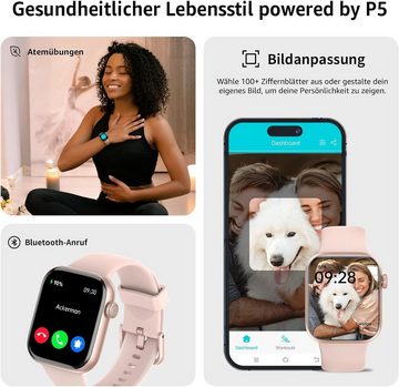 Acclafit Schlaf-Tracking Smartwatch (1,85 Zoll, Android iOS), Herzfrequenz, Schlafmonitor Wasserdicht Schrittzähler Fitness Tracker