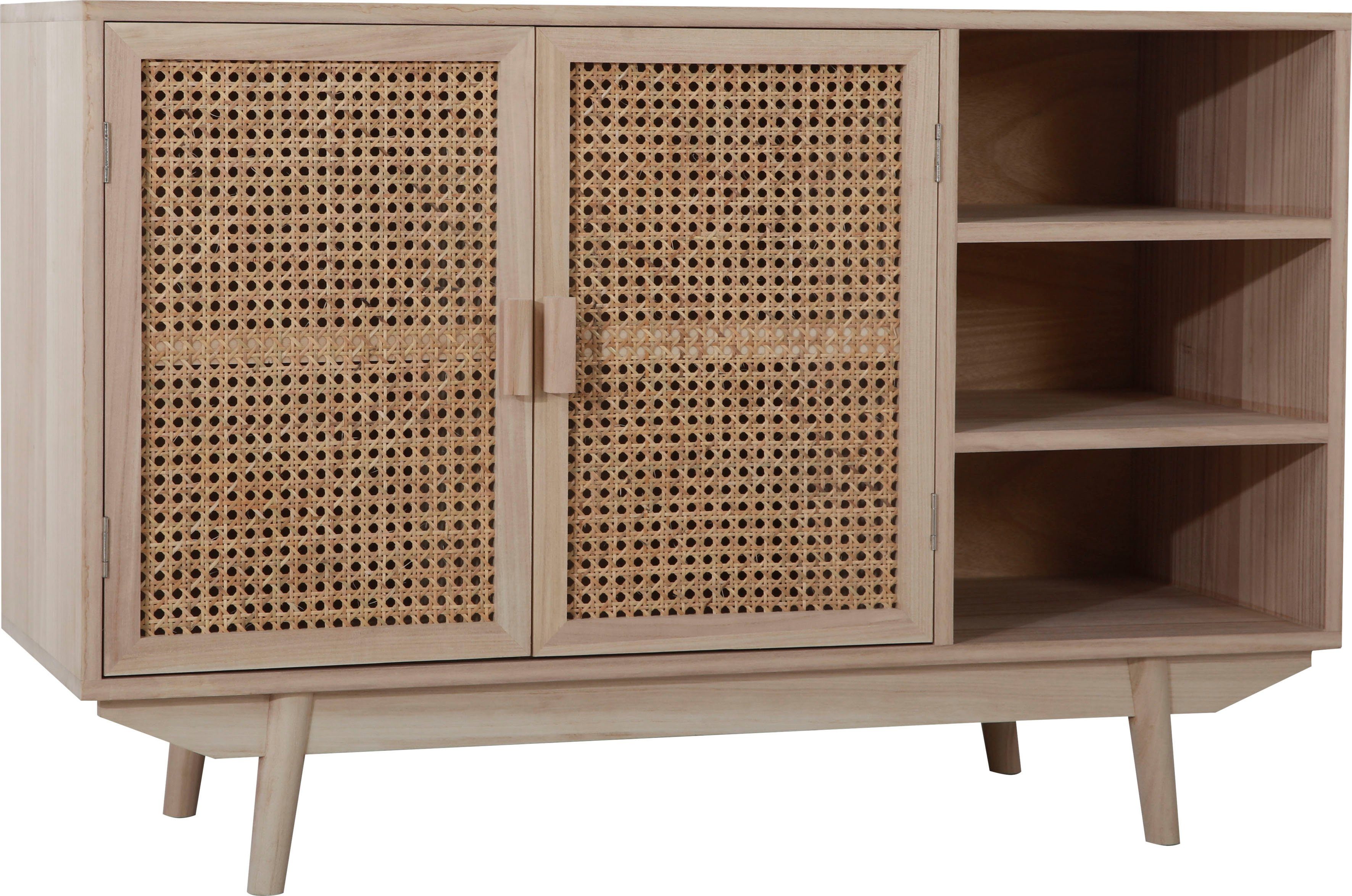 SalesFever Sideboard Vejle Charmante Kommode für Stauraum, Charmante Kommode mit Rattan-Wiener-Geflecht Türfronten
