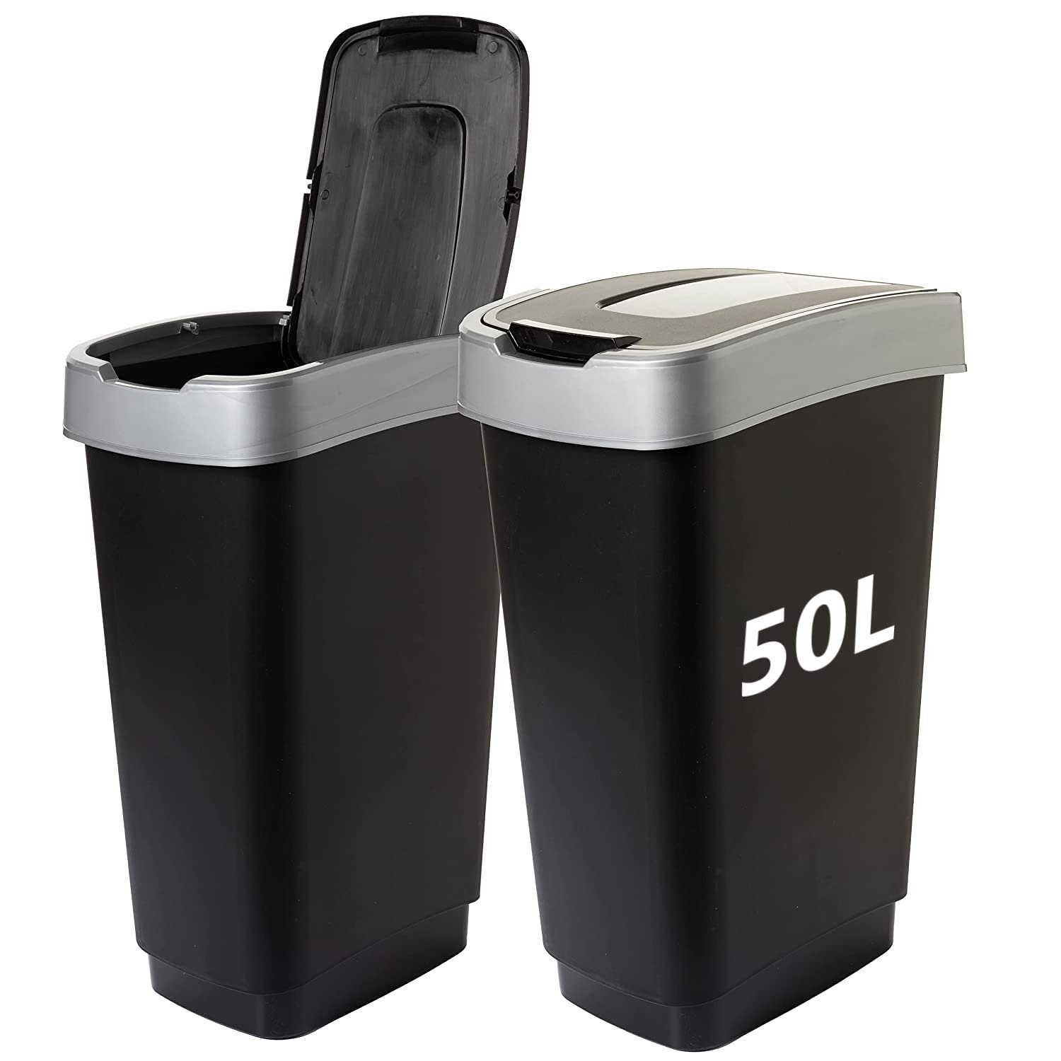 Centi Mülleimer 2er Set Mülleimer mit Deckel 50l Mülleimer Küche