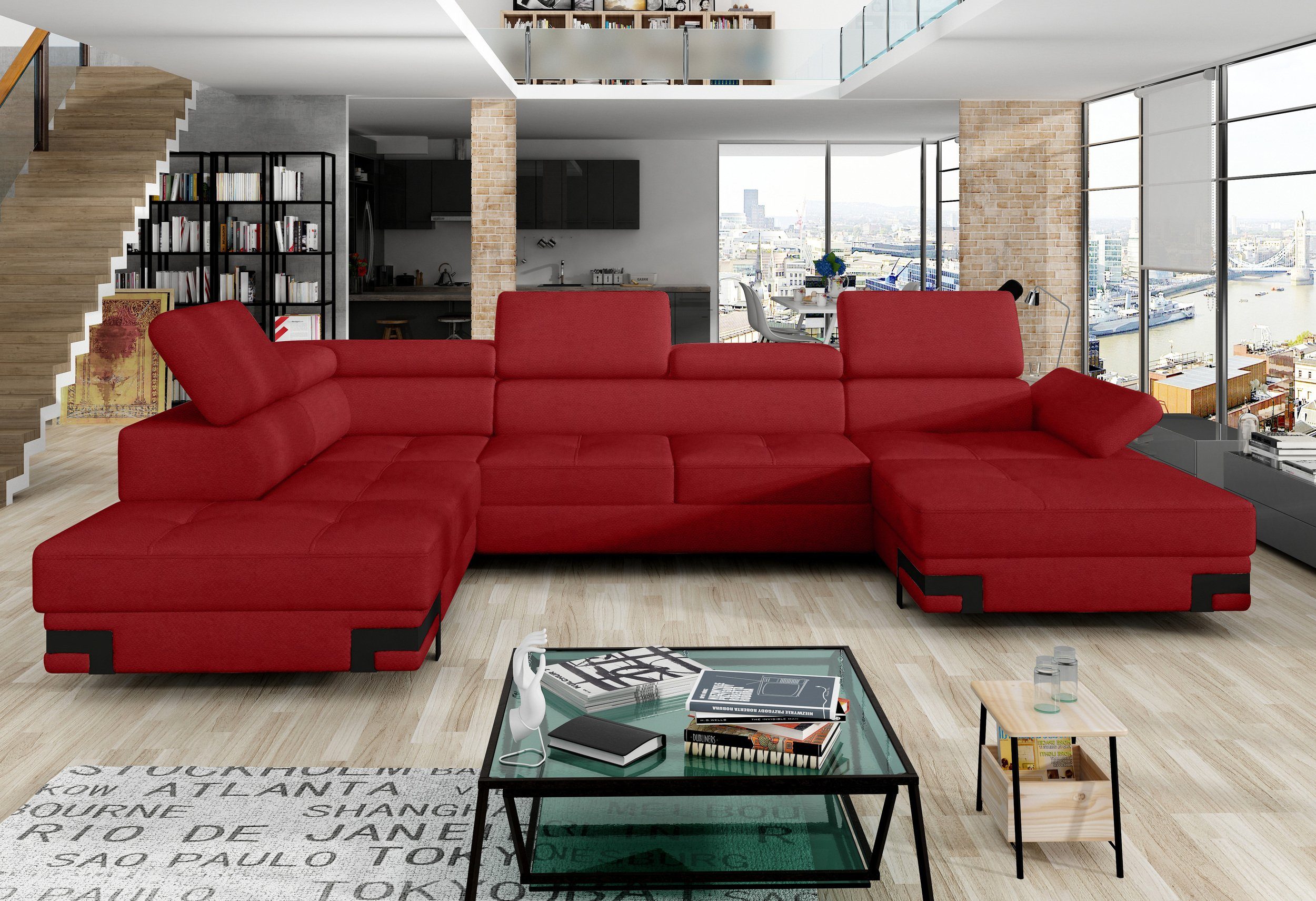 rechts XL, oder mane Relaxfunktion, Design Rio links mit Sofa, Stylefy Wohnlandschaft Modern U-Form, Bettfunktion, bestellbar,