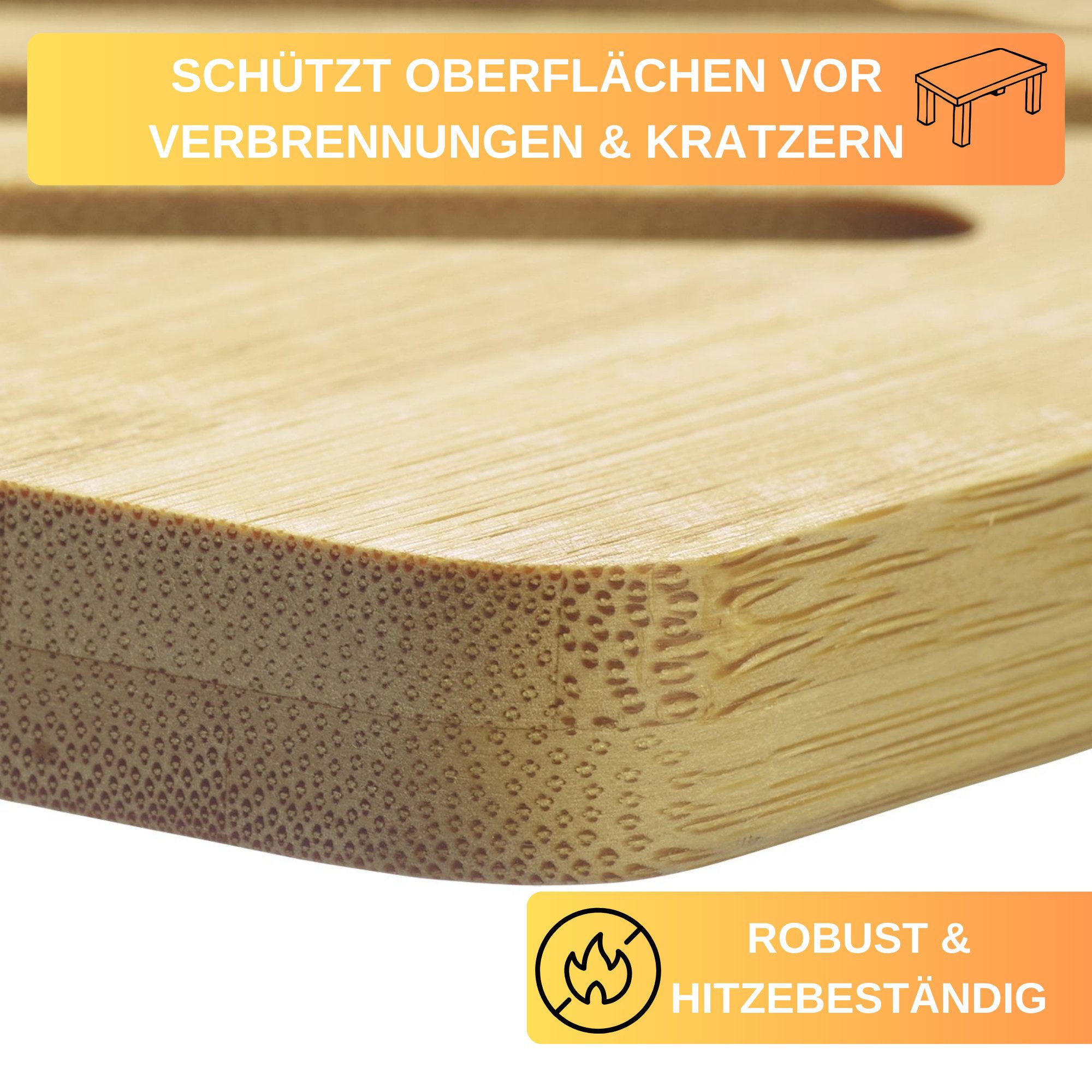 Thiru Topfuntersetzer praktisches 2er Set aus nachhaltigem Bambus, 2-tlg., praktisches 2er Set, aus nachhaltigem und nachwachsendem Bambus