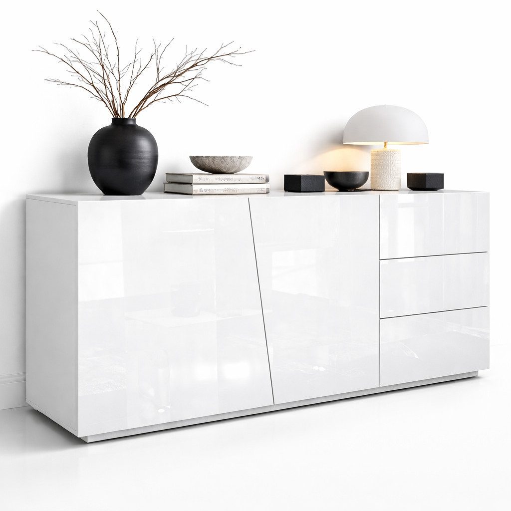 OTTO home Kommode San Remo, Kombikommode, Sideboard, mit viel Stauraum, Hochglanz, Moderne Kommode, UV-lackiert, grifflos, push-to-open-Funktion, B=180cm