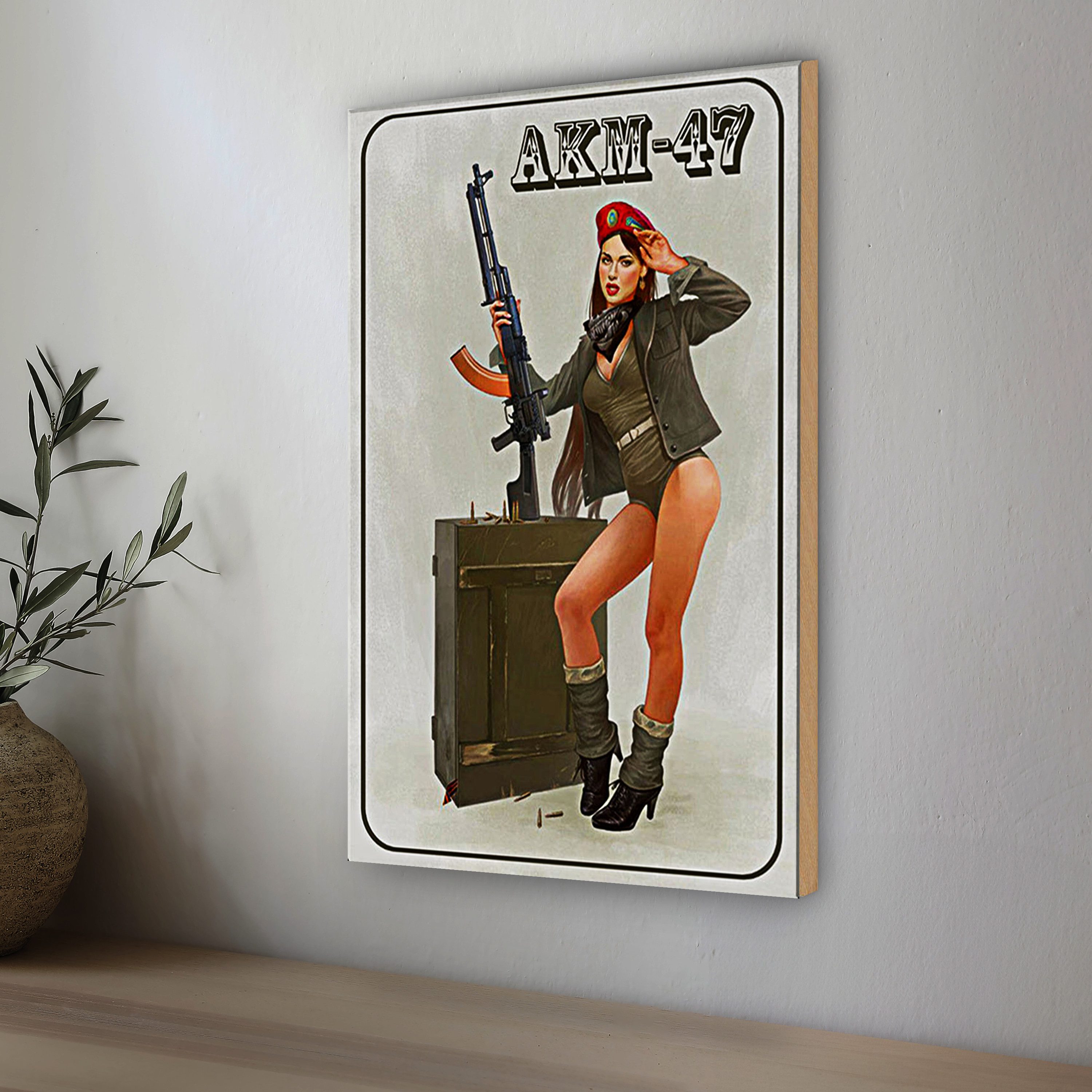 Roomando Holzbild Holzschild Gewehr 20x30cm Pinup Kalaschnikow AKM-47