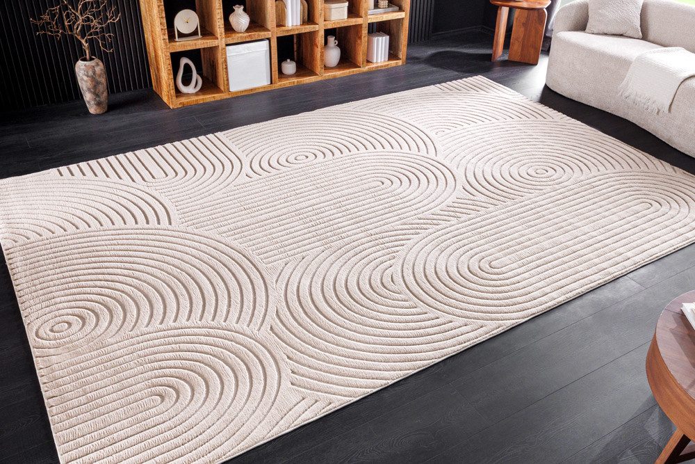 riess-ambiente Teppich ART DECO 350x230cm beige creme - Hoch-Tief-Effekt, 3D-Struktur, rechteckig, Höhe: 9 mm, strapazierfähig & langlebig - ideal für Wohn- und Esszimmer oder Loft