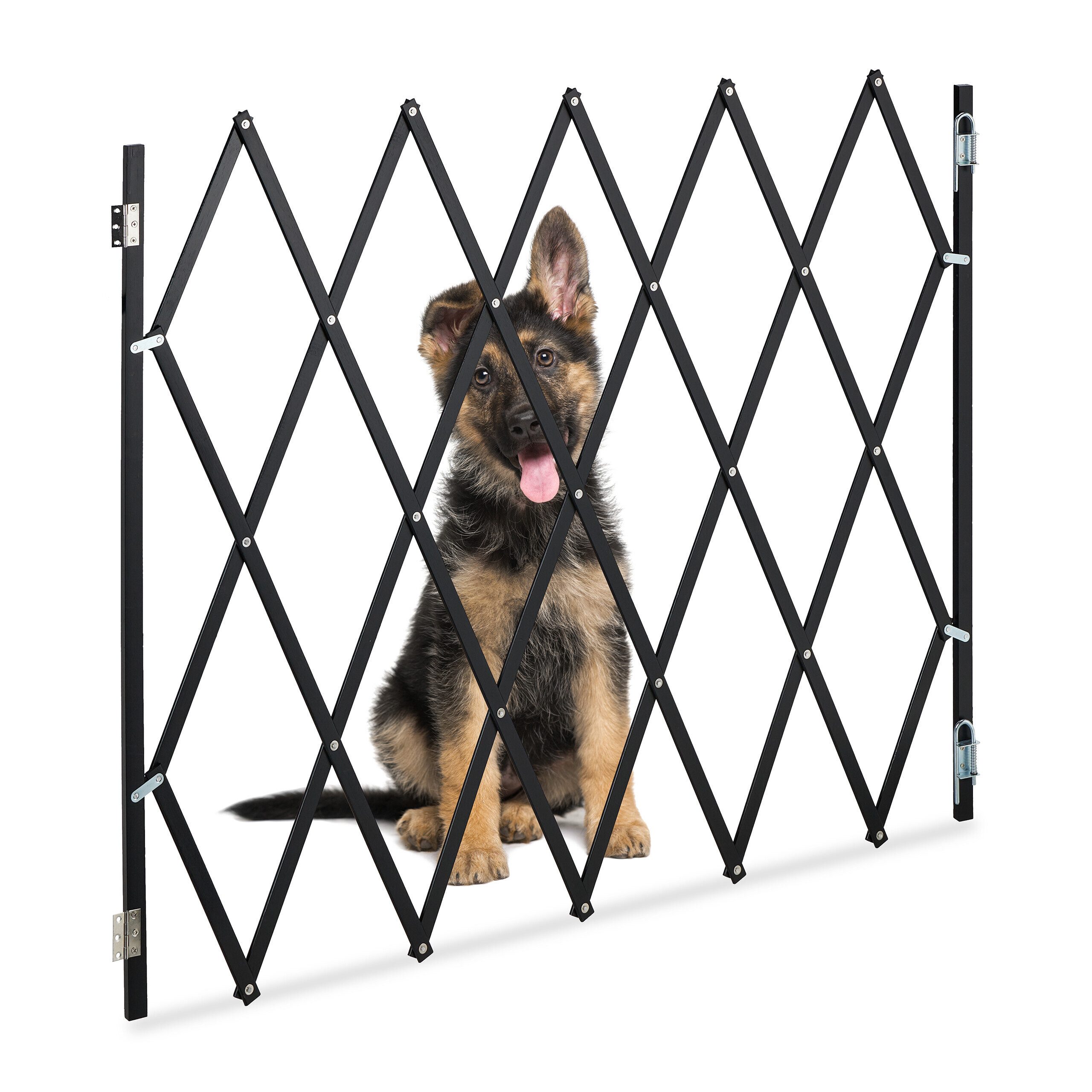 relaxdays Universalschutzgitter Ausziehbares Hundeabsperrgitter schwarz