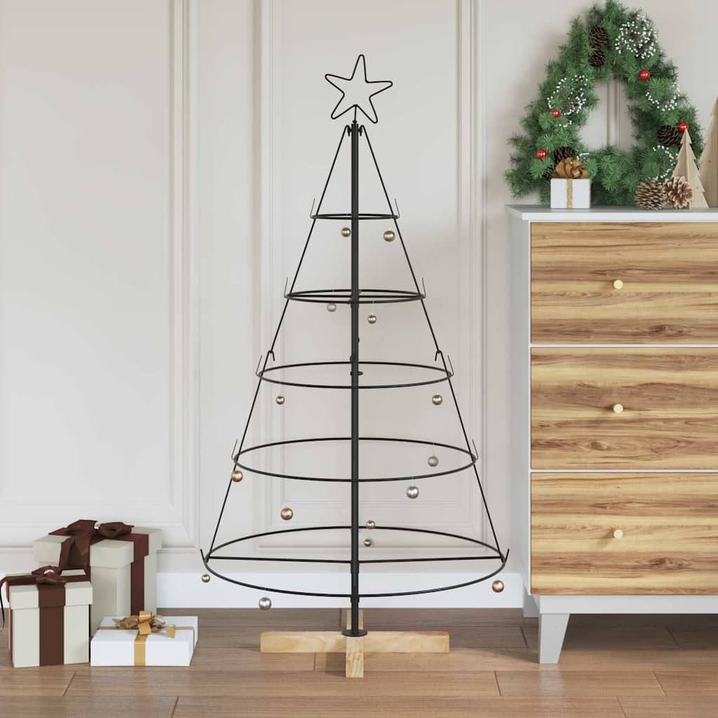 vidaXL Künstlicher Weihnachtsbaum Weihnachtsdeko mit Ständer Schwarz 126 cm Stahl – Bild 2 von 5
