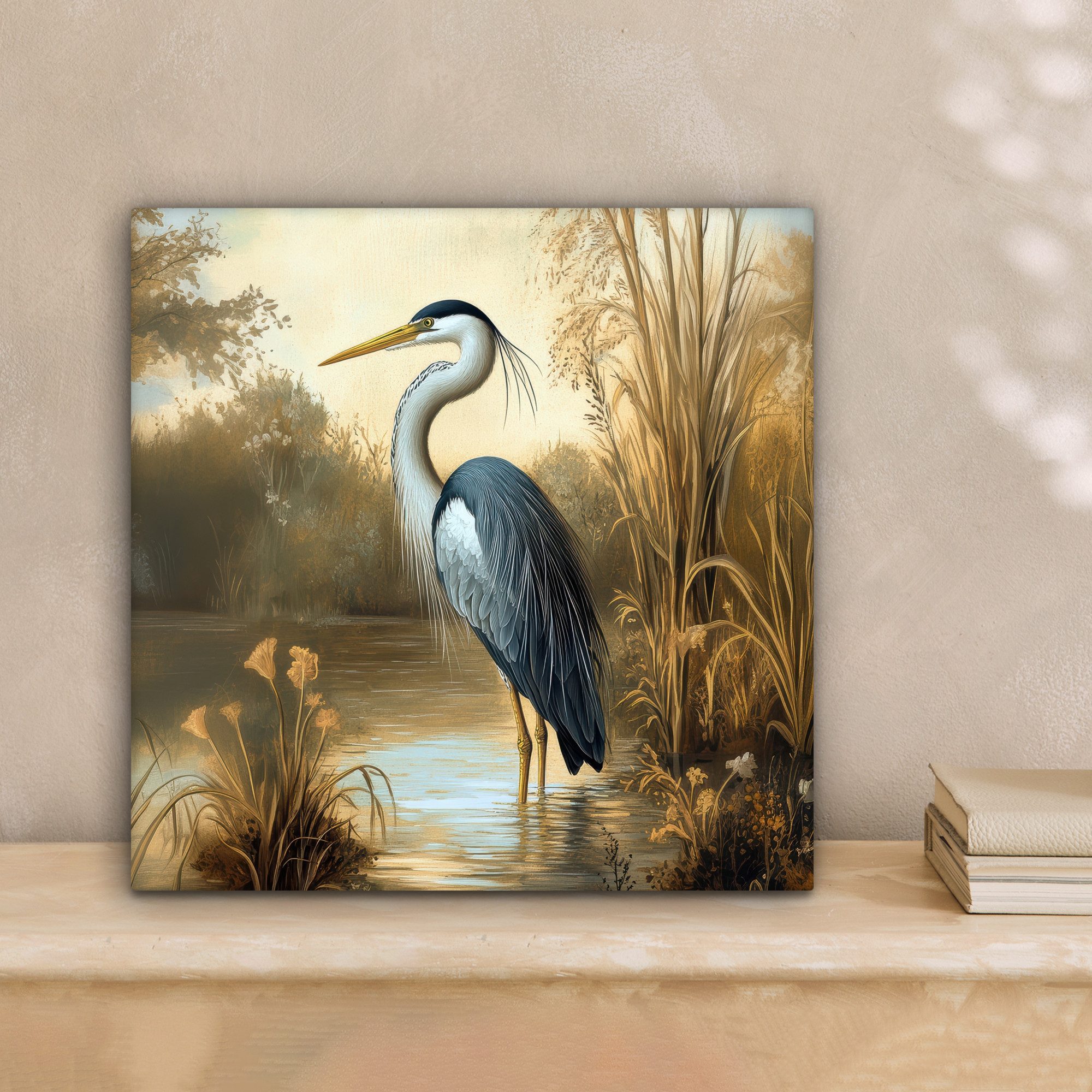 OneMillionCanvasses® Leinwandbild Reiher - Wasser - Pflanzen, Fotodruck (1 günstig online kaufen