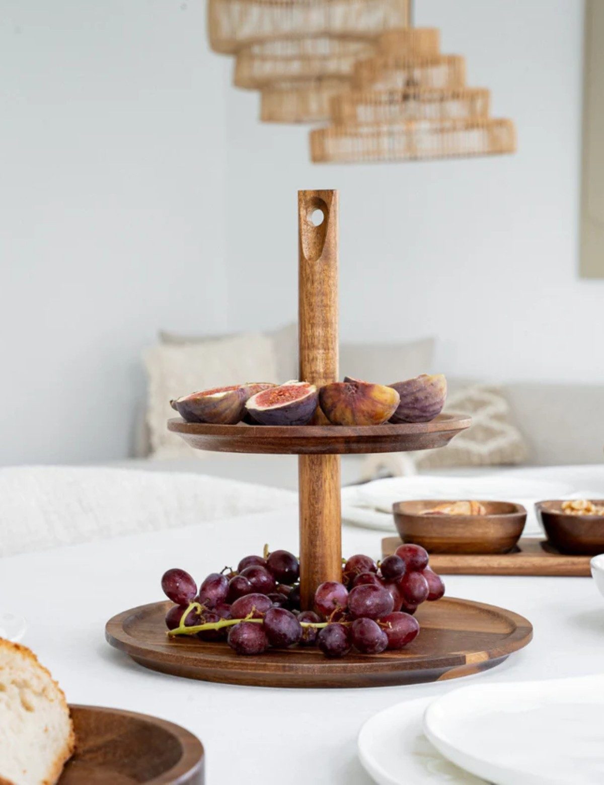 COFI 1453 Etagere Akazie Lumo Etagere aus Akazienholz - 2-stöckig, Akazienholz, (1-tlg), modern, zeitlos