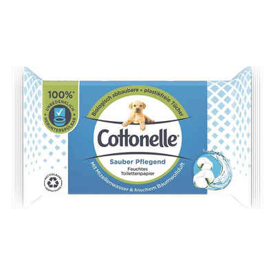 Cottonelle® feuchtes Toilettenpapier Sauber Pflegend, 1-lagig, mit Duft, pH-neutral, alkohol-/ farbstofffrei