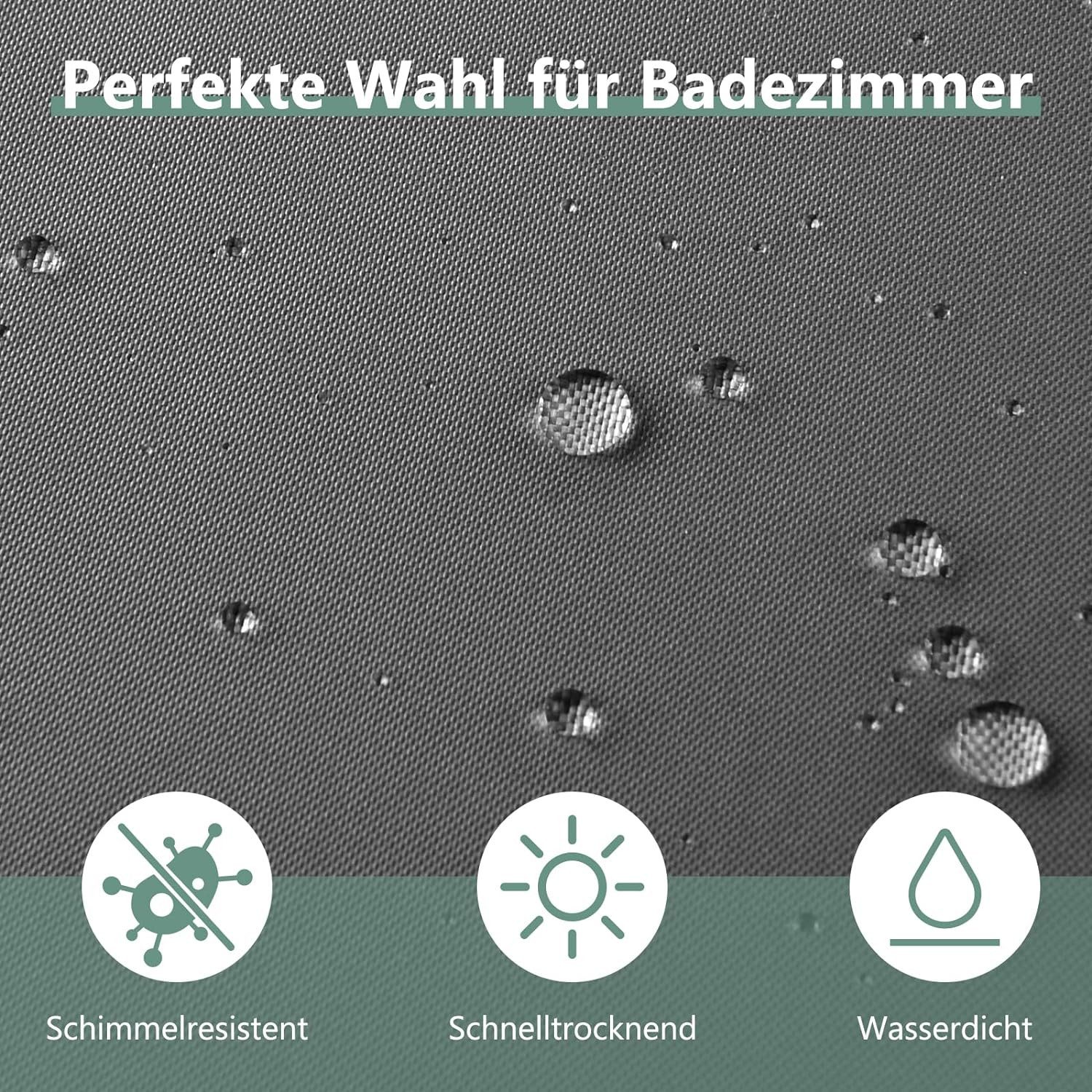 Zyronn Duschvorhang Anti-Schimmel Duschvorhang – Wasserdicht & Waschbar Breite 180 cm (1-tlg), für Badewanne und Dusche – Bild 4 von 5