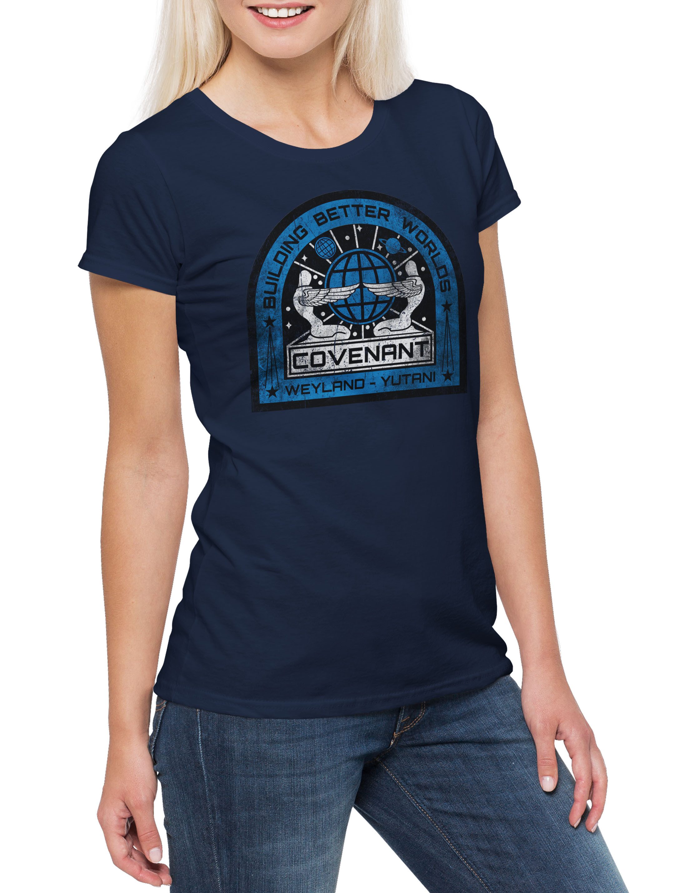 Print-Shirt USCSS Covenant Patch Damen T-Shirt Prometheus Nostromo Weyland Alien