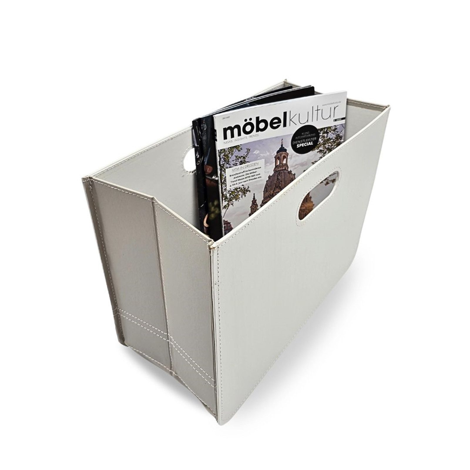 DESIGN DELIGHTS Zeitungsständer DESIGN ZEITUNGSKORB "BUSINESS", creme-weiss, 30,5 cm, Magazinhalter