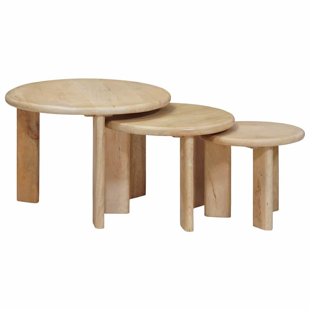 vidaXL Couchtisch Nesting-Couchtische 3 stk. Schwarz Ø 54 x 40 cm (3-St)