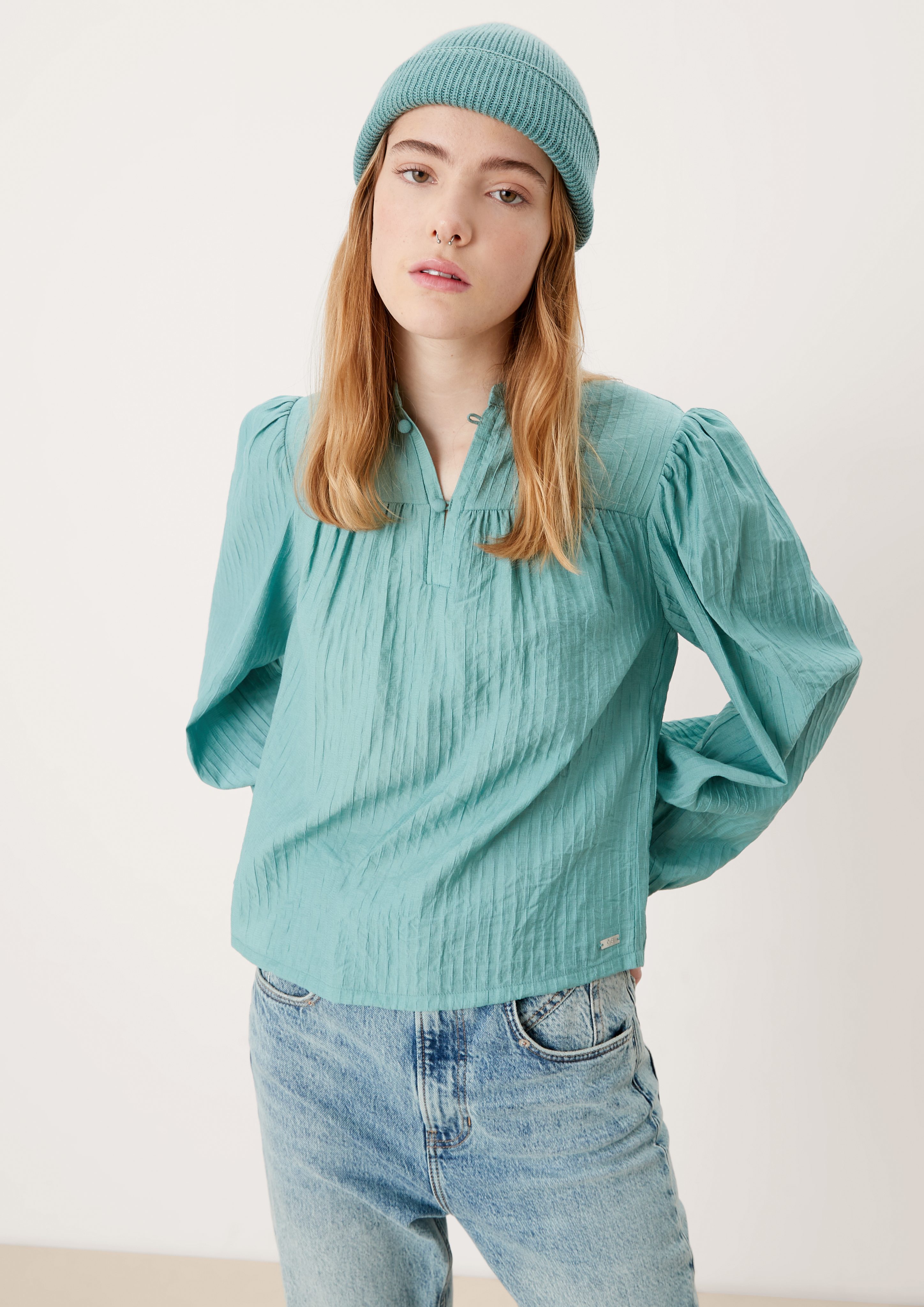 Langarmbluse Bluse aus Viskosemix