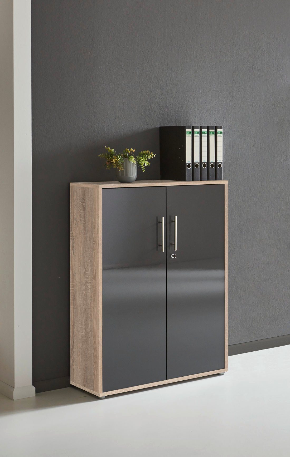 moebel-dich-auf Aktenschrank TABOR niedrig (abschließbar, Metallgriffe, 3 F günstig online kaufen