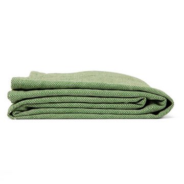 Wohndecke NIDRA Baumwolldecke für Yoga, Fischgrätmuster natur/olivgrün, bodhi