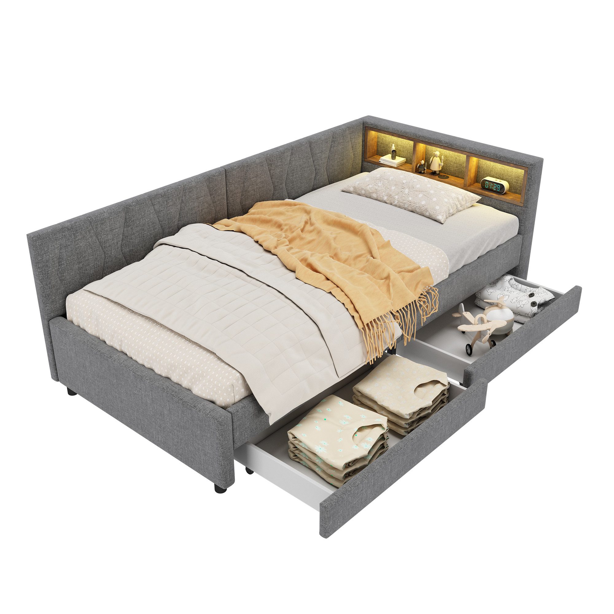 TavilaEcon Daybett Schlafsofa mit Lattenrost, Ablagefach, 90x200 cm günstig online kaufen