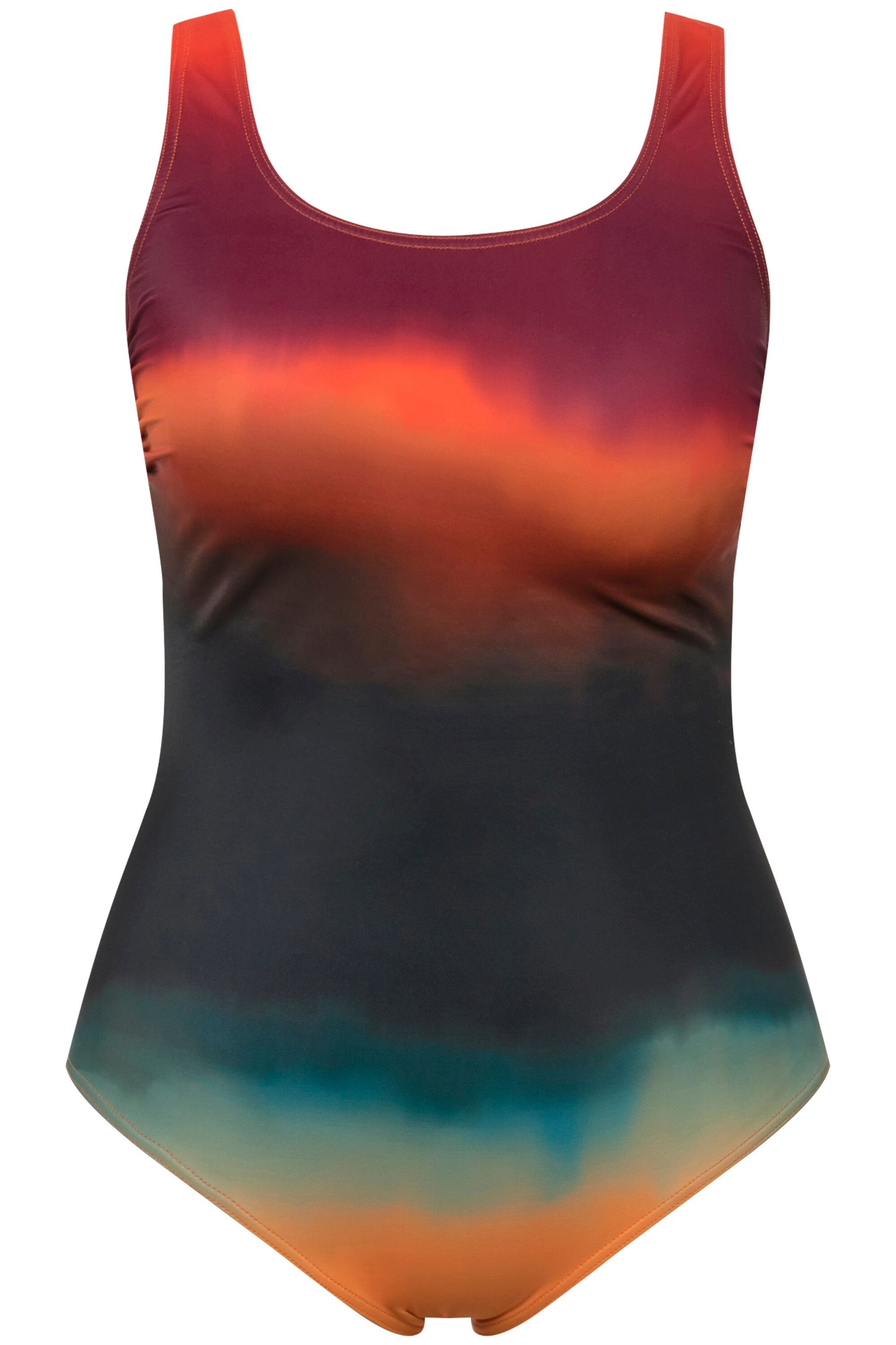 Ulla Popken Badeanzug Badeanzug Batikstreifen ohne Softcups Rundhals günstig online kaufen