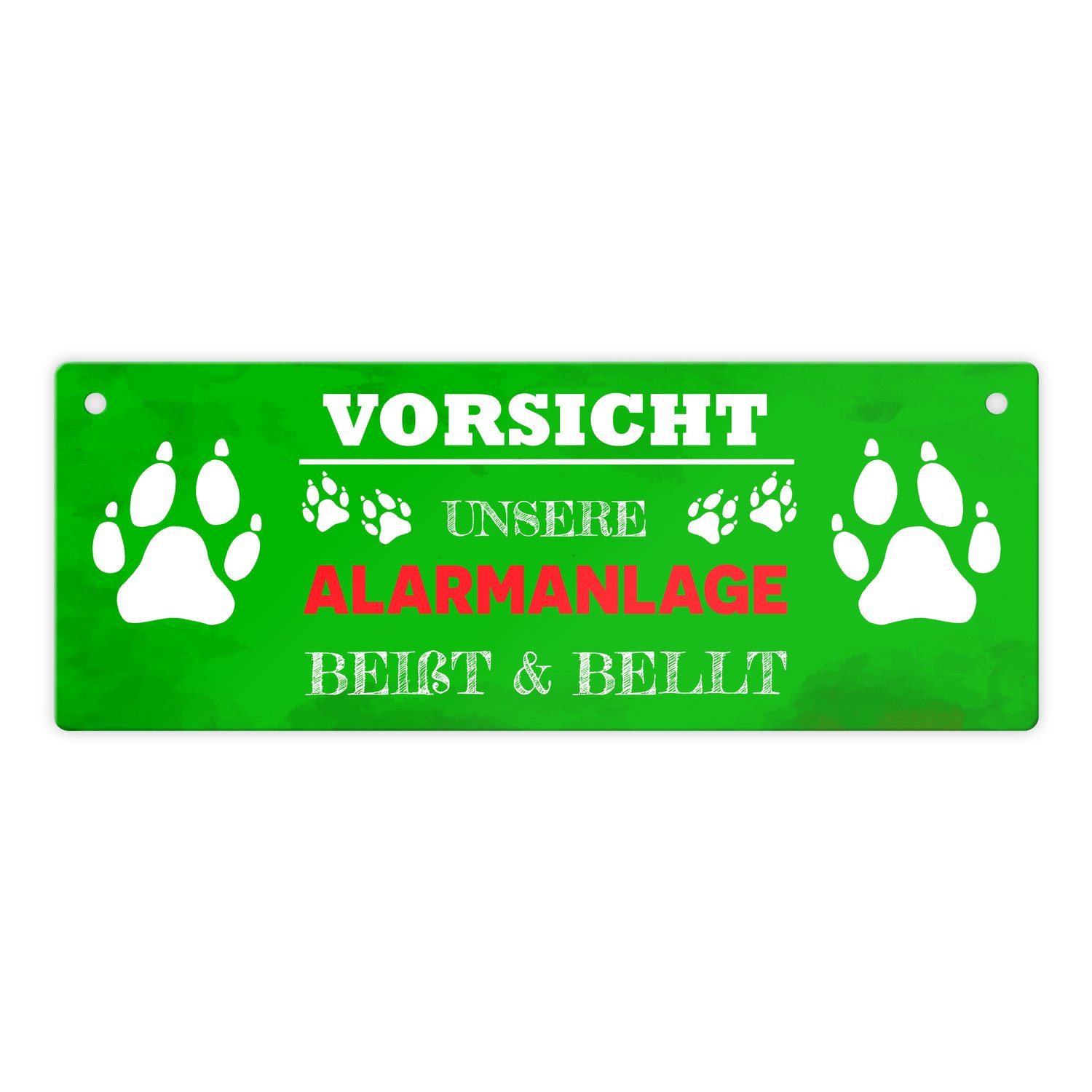 speecheese Metallschild Vorsicht unsere Alarmanlage beißt und bellt. Metallschild XL Das ist