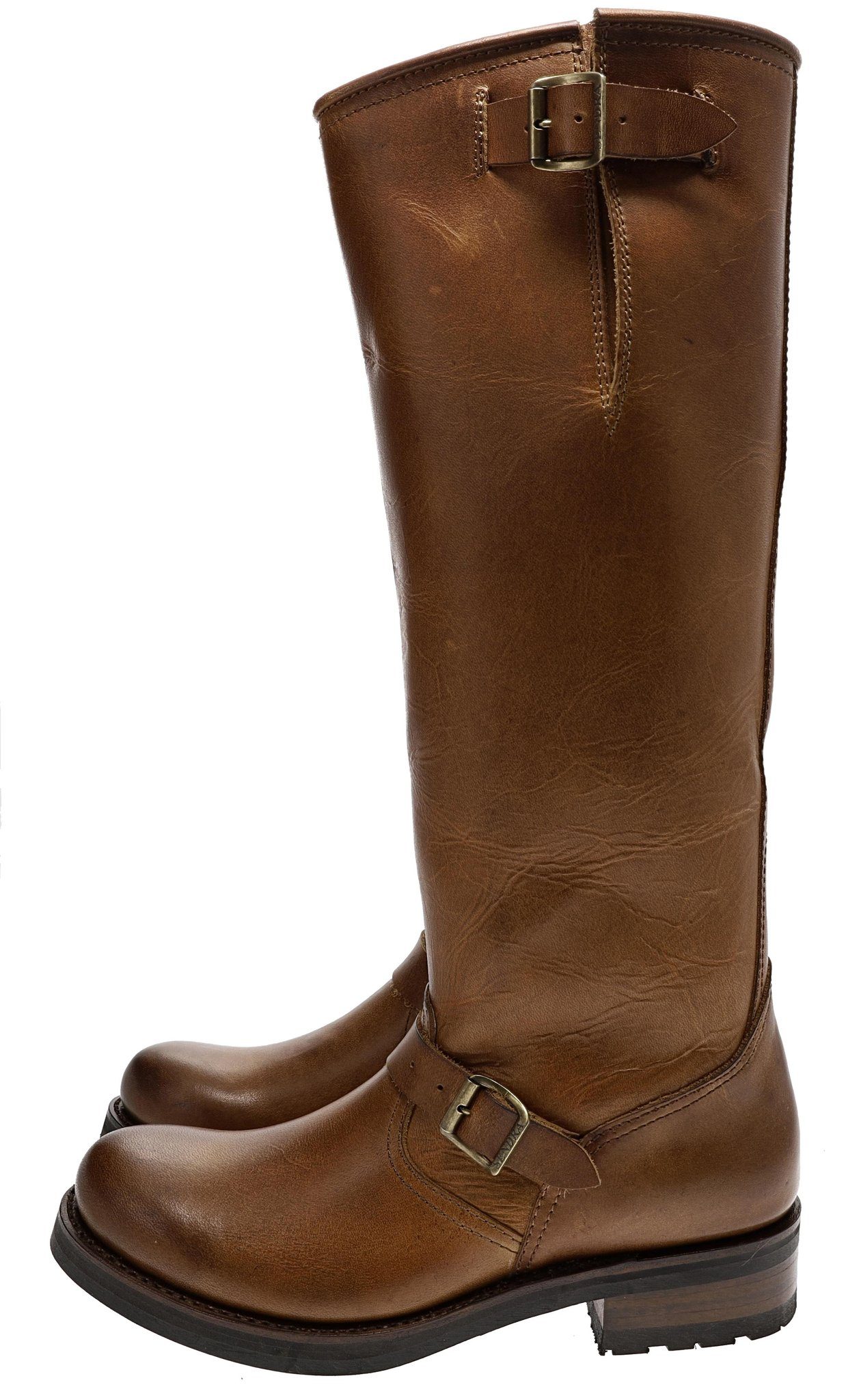 Sendra Boots CHIQUITA-28 16084 Braun Bikerboots Rahmengenähter Damen Lederstiefel