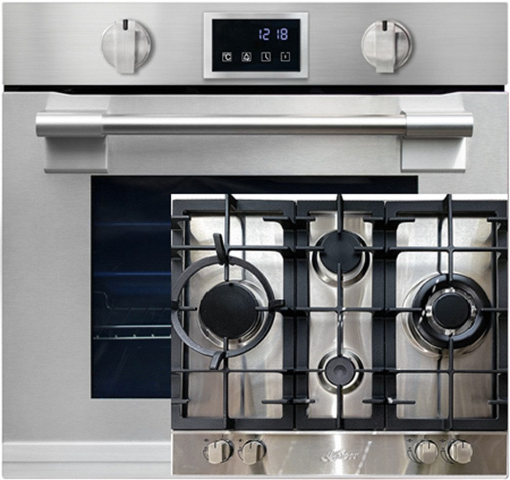 Kaiser Küchengeräte Backofen-Set Herd Set Autark XXL Einbau-Backofen 86L, mit Pyrolyse & AirFry, Touchdisplay, Drehknebel, 11 Funktionen+Gas-Kochfeld 60 cm EH 6339+KG 6364, mit 1-fach-Teleskopauszug