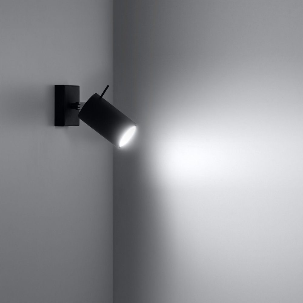 SOLLUX lighting Wandlampe 1x GU10, schwarz, cm Wandleuchte ca. Wandleuchte RING 8x16x8