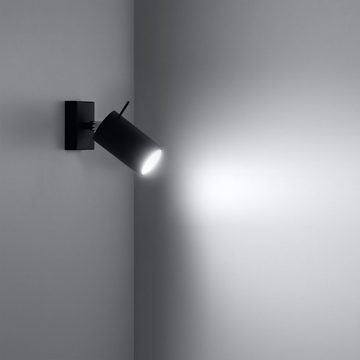 SOLLUX lighting Wandleuchte Wandlampe Wandleuchte RING schwarz, 1x GU10, ca. 8x16x8 cm