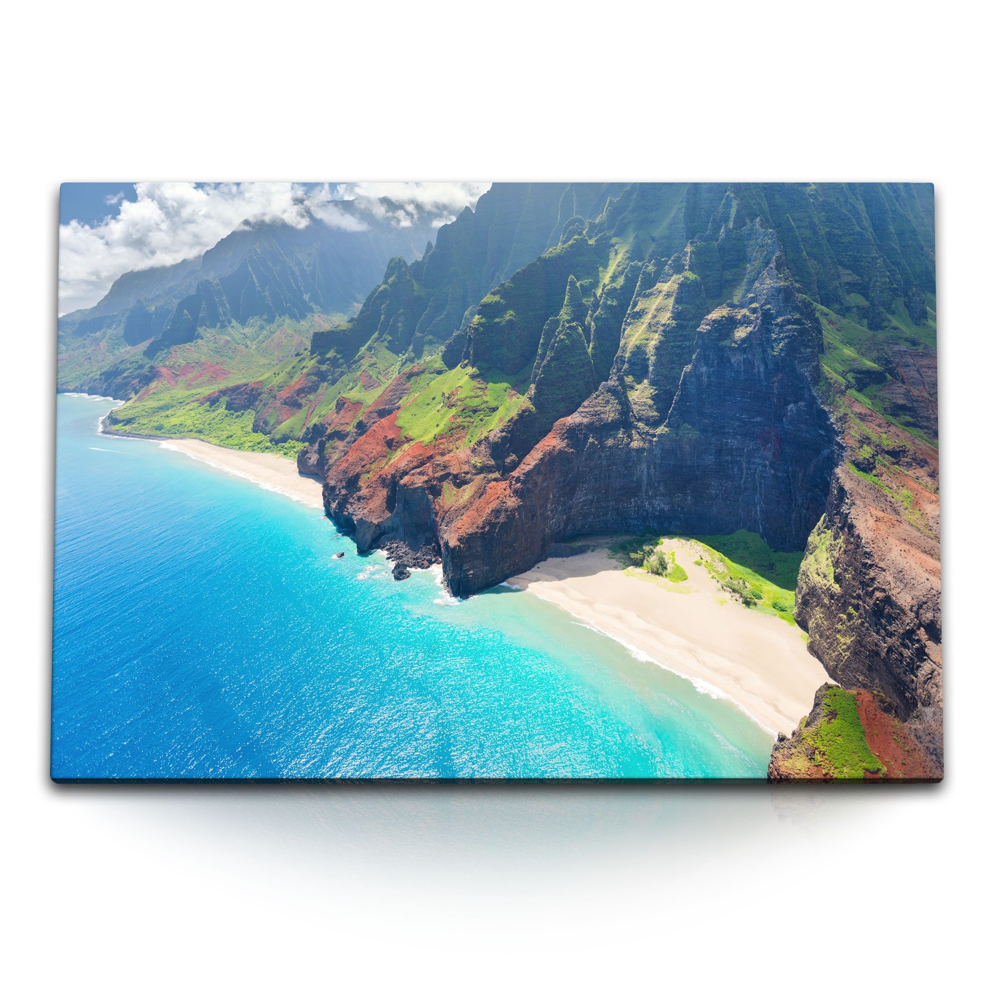 Leinwandbild 120x80cm Wandbild auf Leinwand Na Pali Küste Hawaii Insel Klippen Fels