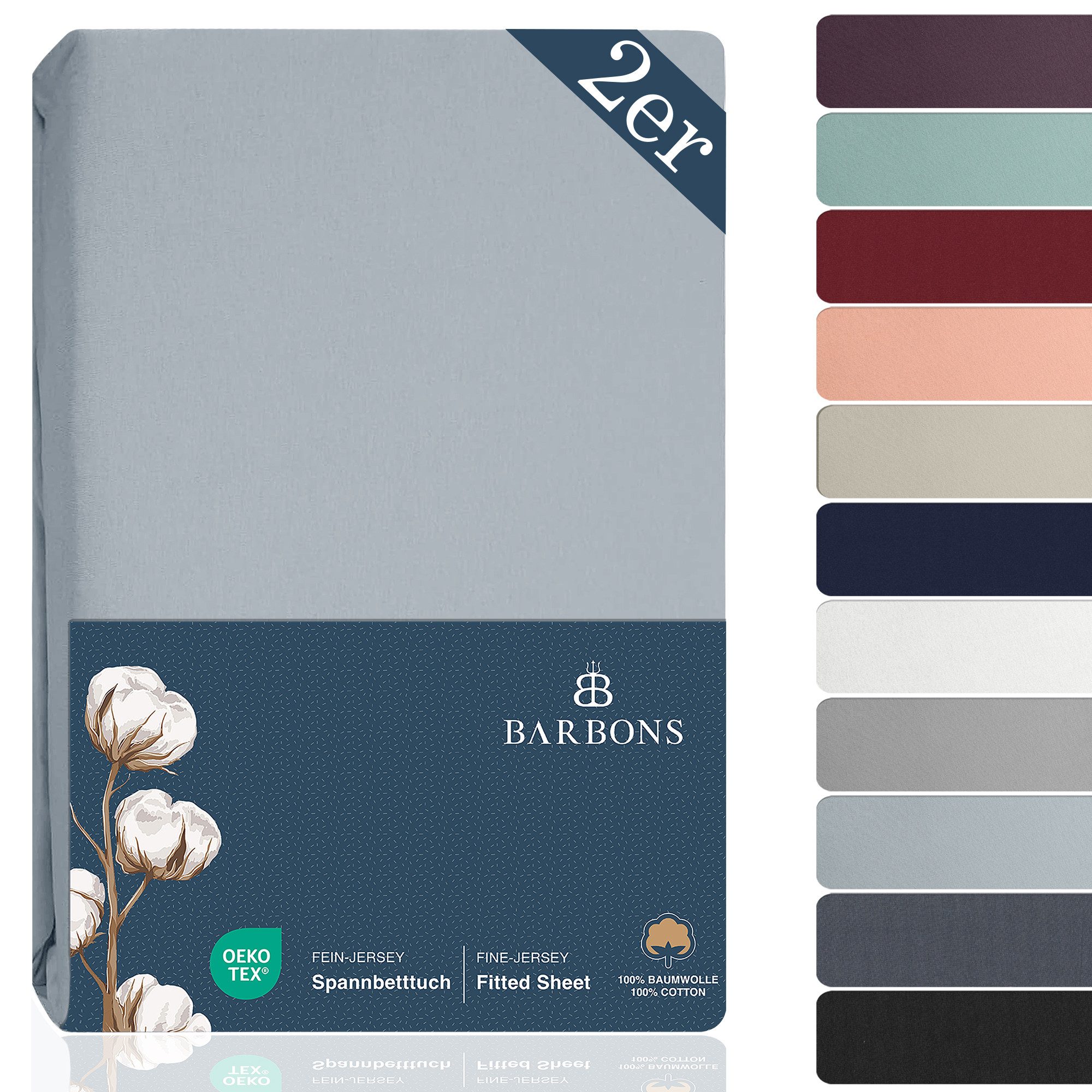 BARBONS Spannbettlaken Jersey 2er Bettlaken, 145 g/m² Spannbetttuch, bis zu günstig online kaufen