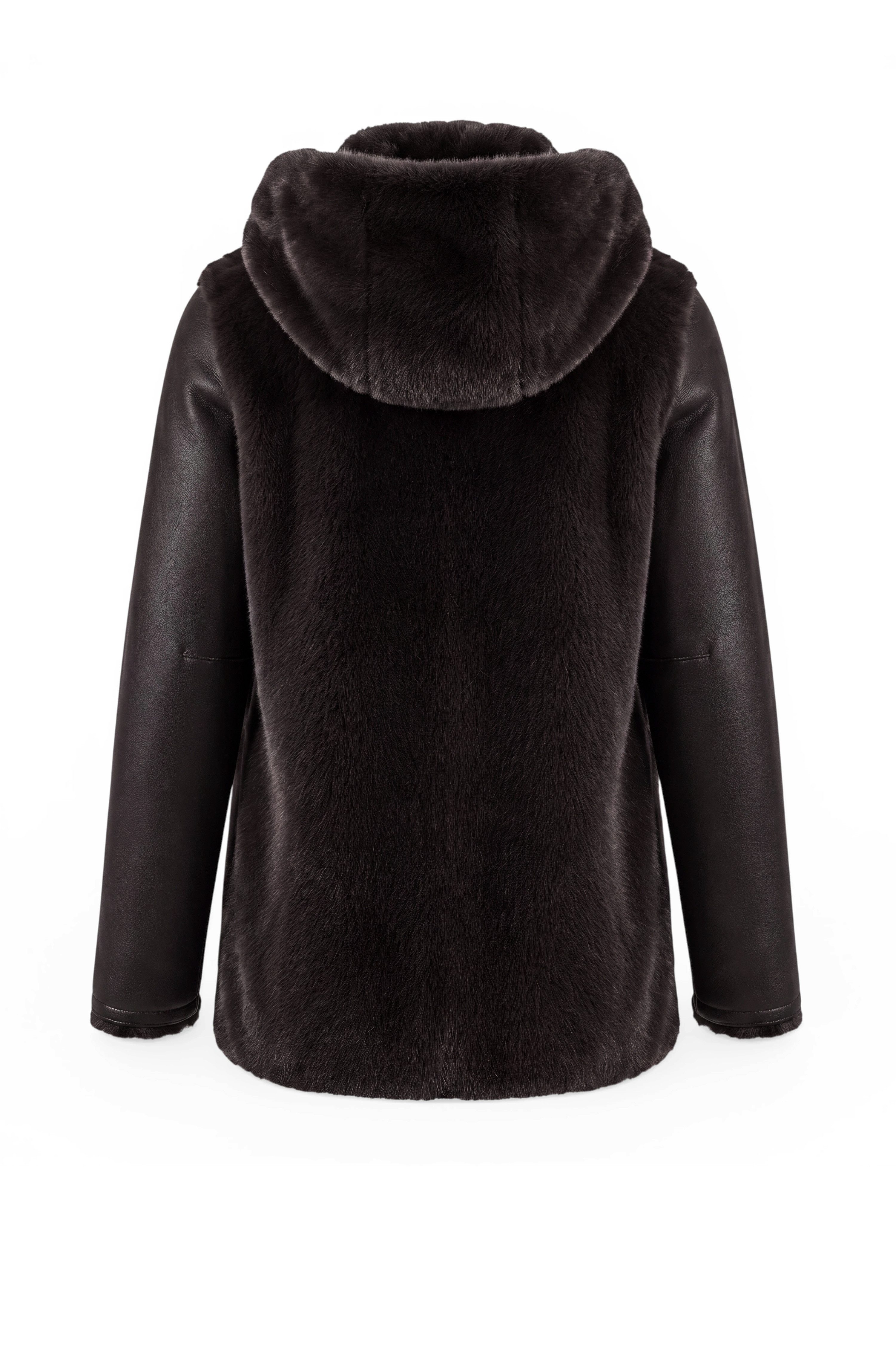 FUNK since 1776 Wendejacke StylischeJacke mit Kapuze aus Leder- und Fellimitat - 2 Looks in einem – Bild 3 von 5