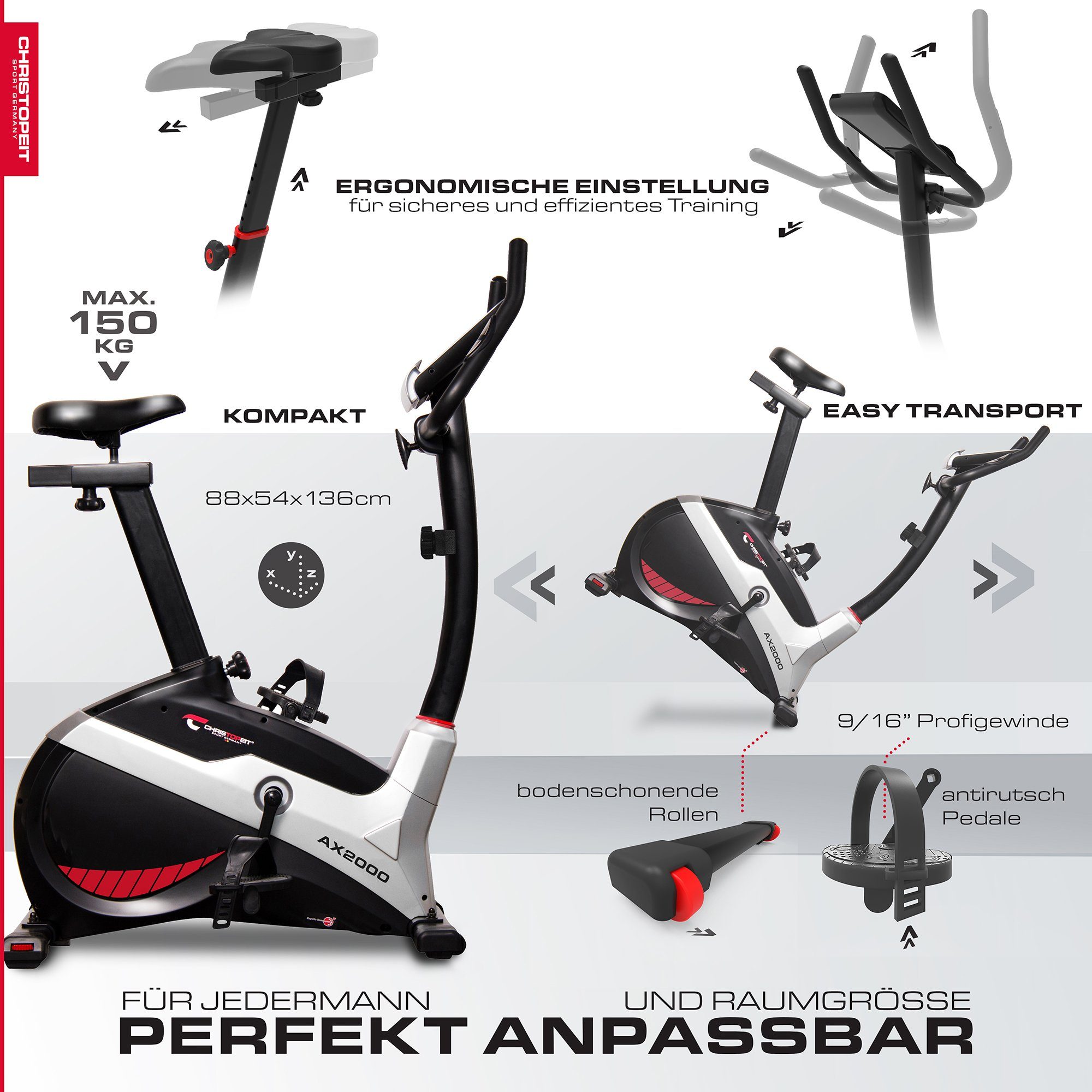 Heimtrainer AX 2000 von CHRISTOPEIT SPORT® - anpassbar