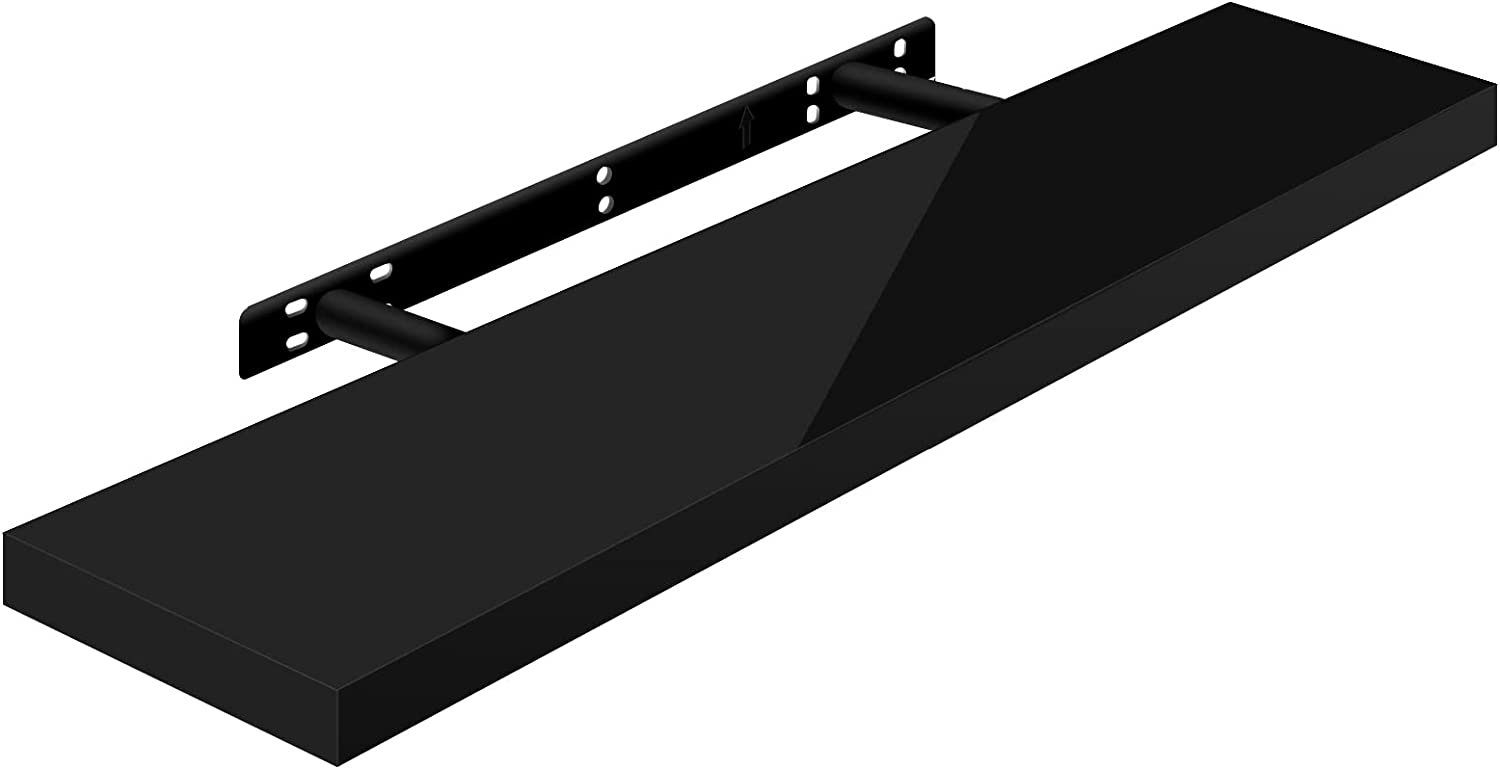 Woltu Wandregal, 1-tlg., Volato freischwebend Schweberegal Holz Board Schwarz