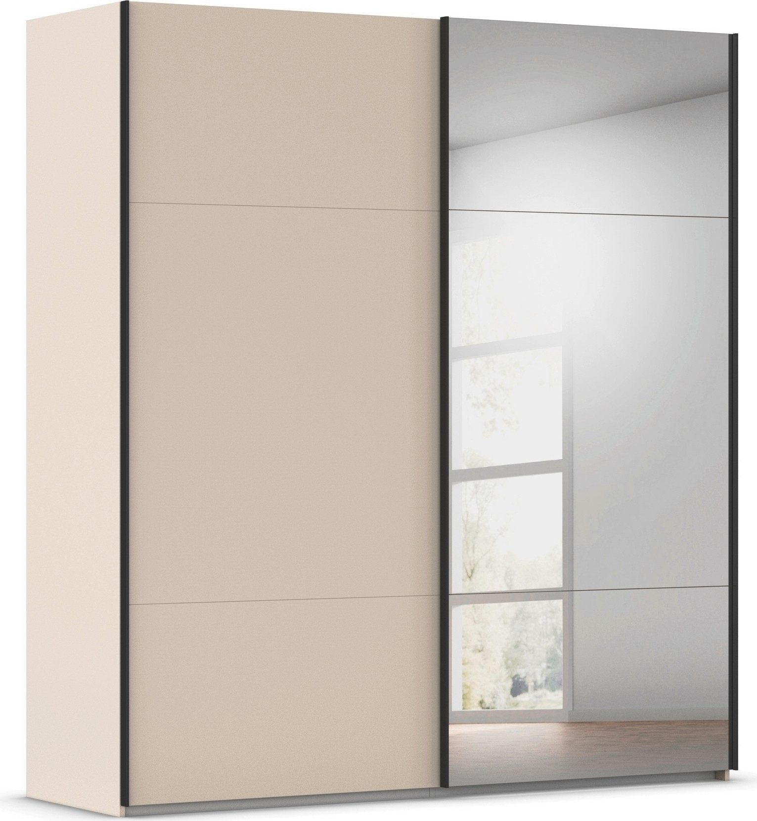 rauch Schwebetürenschrank Kleiderschrank Schrank Garderobe Schlafzimmerschrank CONTIDO (3 verschiedene Ausstattungen BASIC/CLASSIC/PREMIUM (inkl. SOFT-CLOSE) aus hochwertigem Material in 6 Breiten 2 Griff-Farben MADE IN GERMANY
