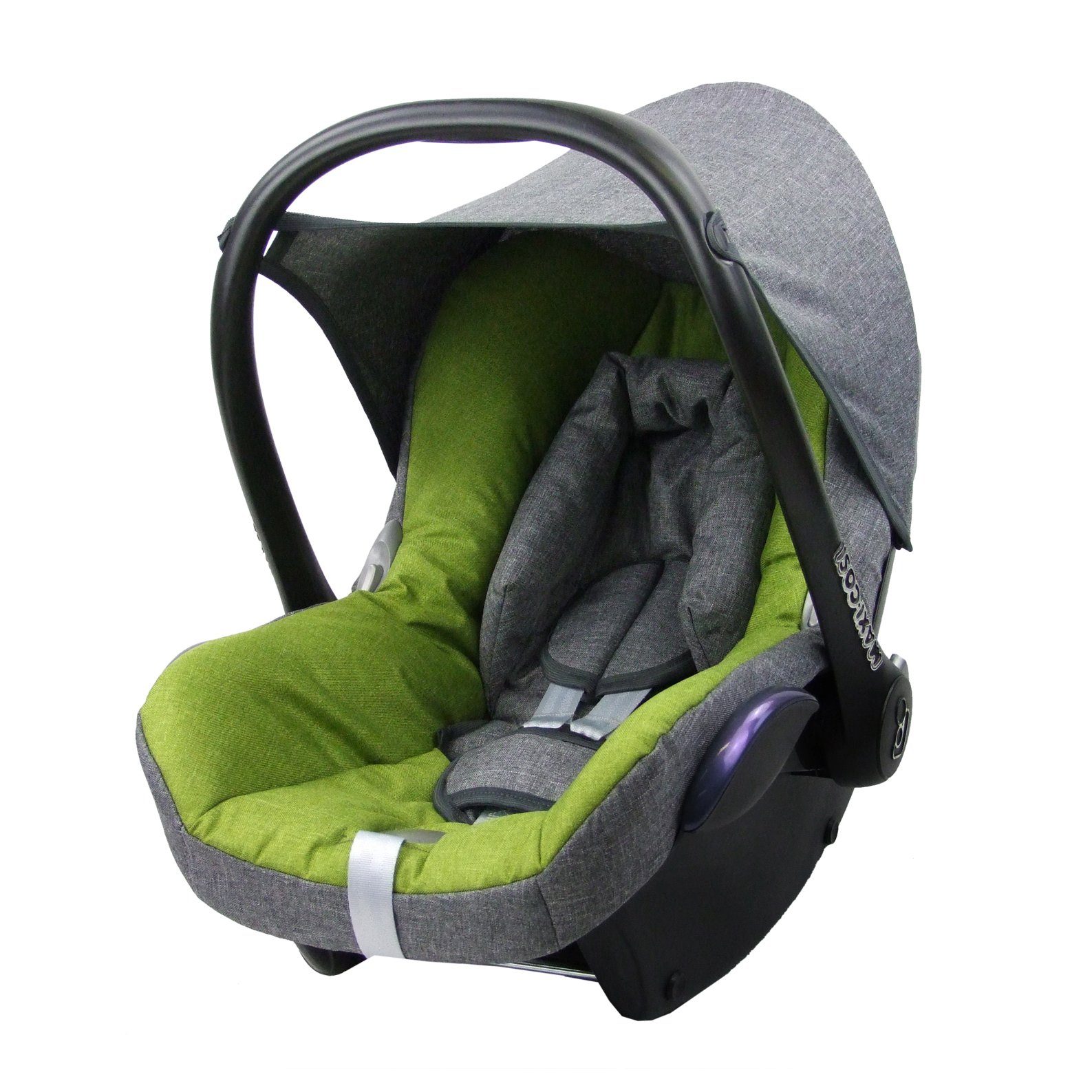 BambiniWelt by Rafael K. Babyschale Ersatzbezug kompatibel mit Maxi Cosi Cabrio Fix Babyschale 6-tlg, ab: 0+, bis: 14 Monate meliert grau/hellgrün