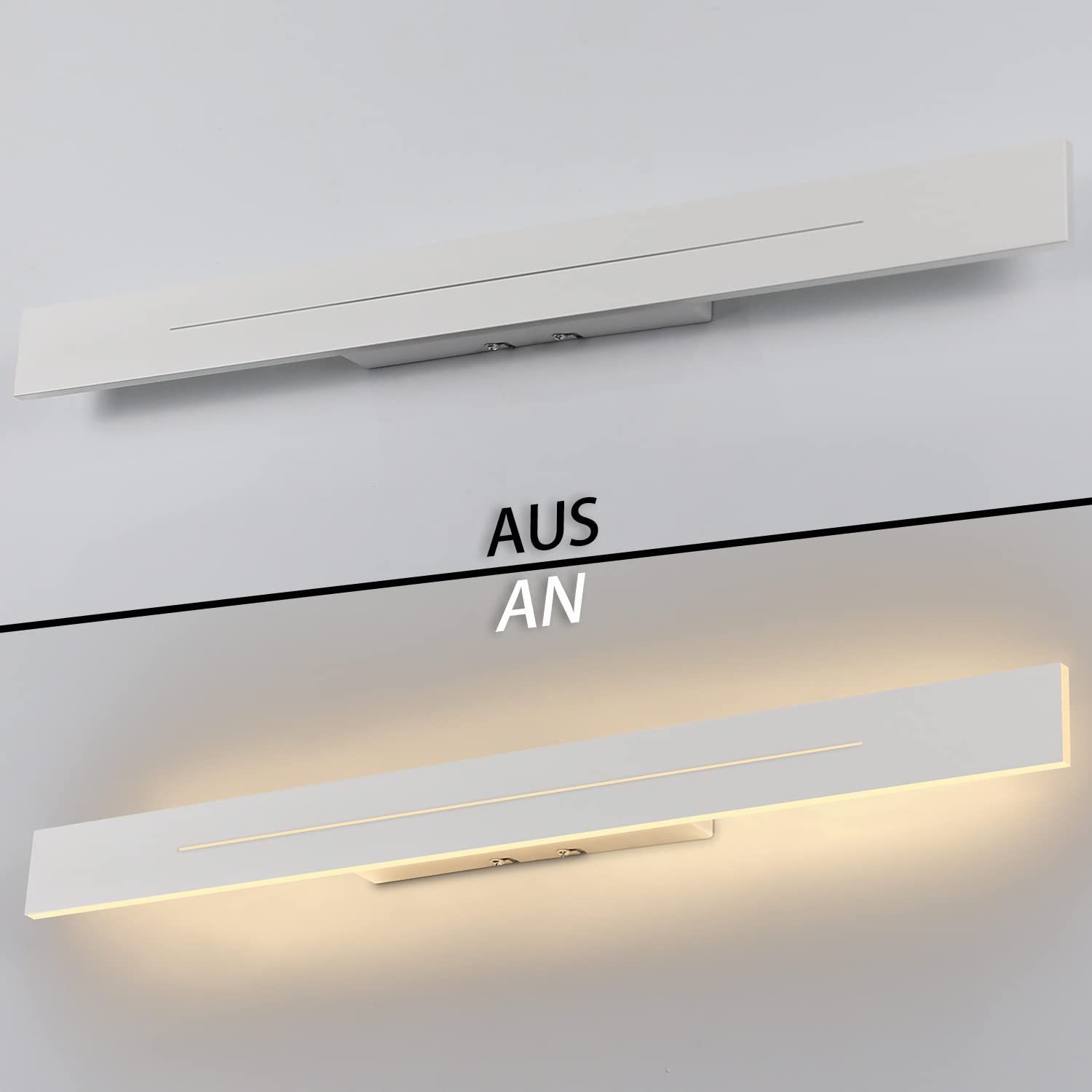 Nettlife LED Wandleuchte 60cm Weiß warmweiß schlanke, LED fest integriert, Warmweiß, für Treppenhaus Schlafzimmer Flur Wohnzimmer Kinderzimmer – Bild 4 von 5