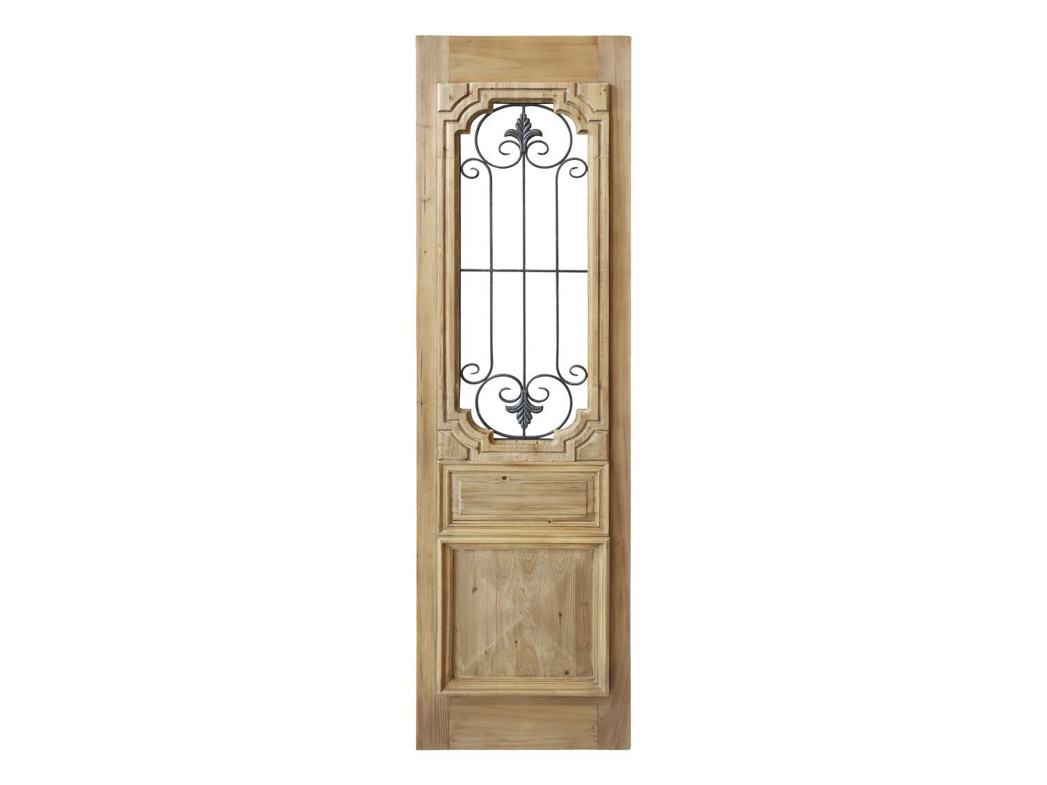 Wanddekoobjekt Fensterladen mit Schnitzereien und Dekor H165/L56,5/B5,5 cm natur
