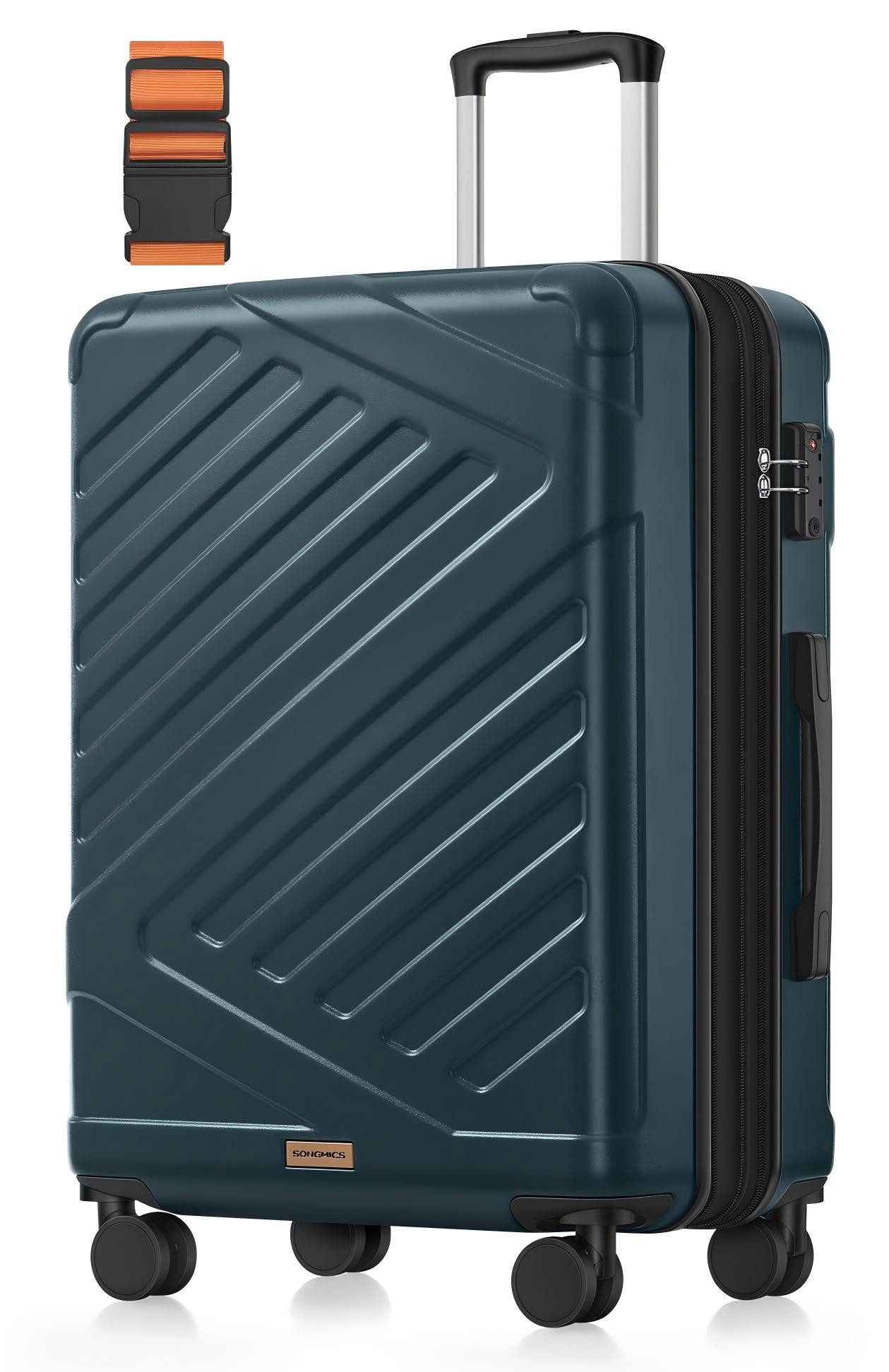 SONGMICS Hartschalen-Trolley Kofferset, 360° Rollen, robuster Reisekoffer, Bordcase, ABS, TSA-Schloss, Zahlenschloss, Koffergurt, erweiterbar, mittel