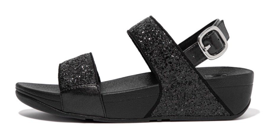 Fitflop LULU GLITTER BACK-STRAP SANDALS Keilsandalette, Sommerschuh, Sandale, Keilabsatz, mit funkelnden Riemchen